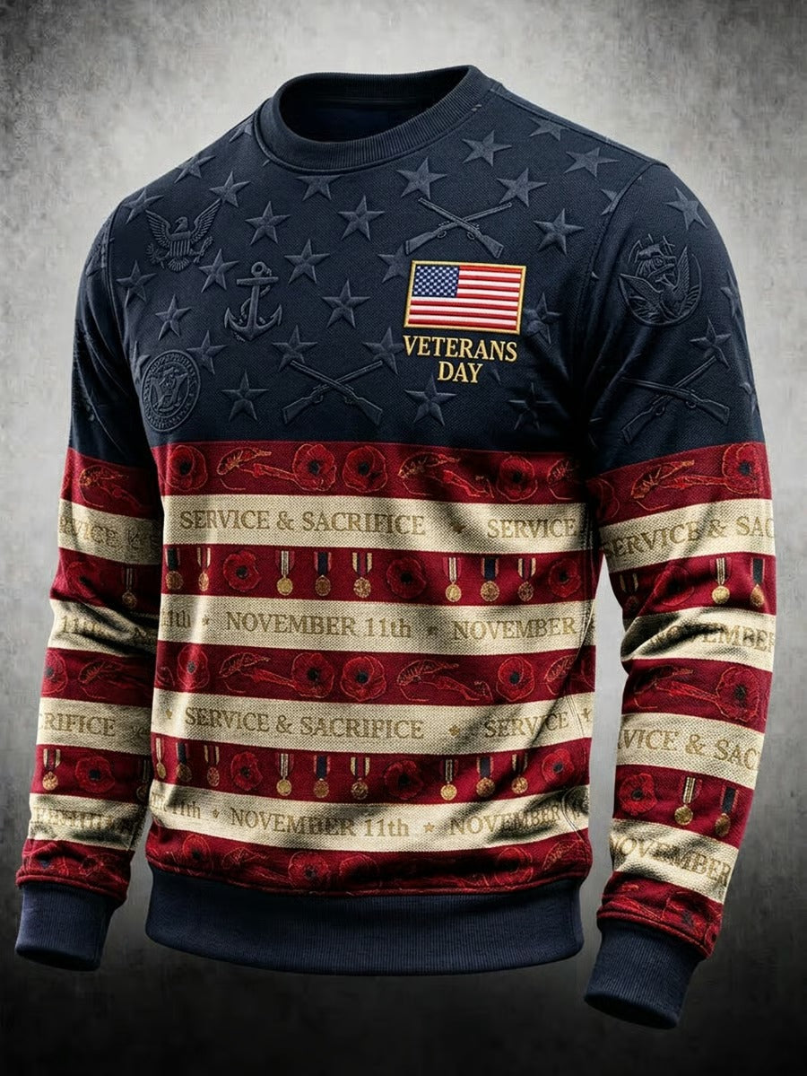 Veterans Day Poppy Flag Sweatshirt, USA Patriotic Shirt, Military Gifts For Men