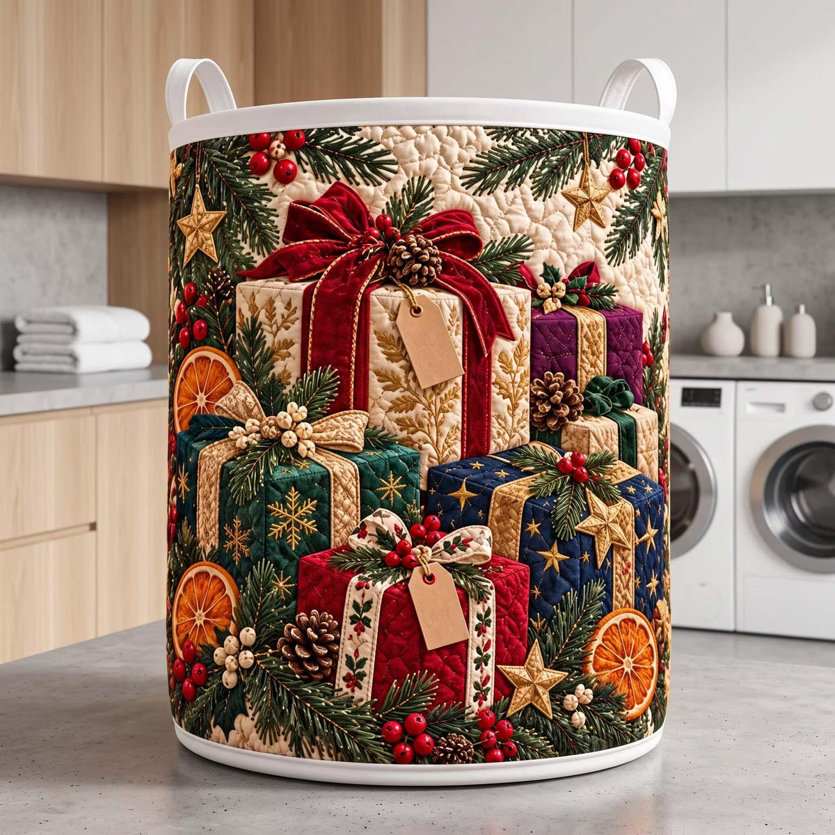 Christmas Gift Boxes Pine Laundry Basket, Clothes Hamper, Christmas Gift For Mom