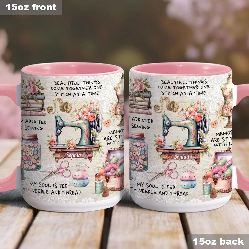 Sew Addicted To Sewing - Personalized Sewing Accent Mug