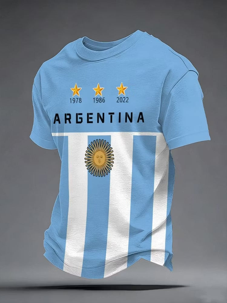 Argentina Flag 3-Star Winning Shirt, Soccer Champion Fan Shirt Gameday Shirts, Father's Day Presents