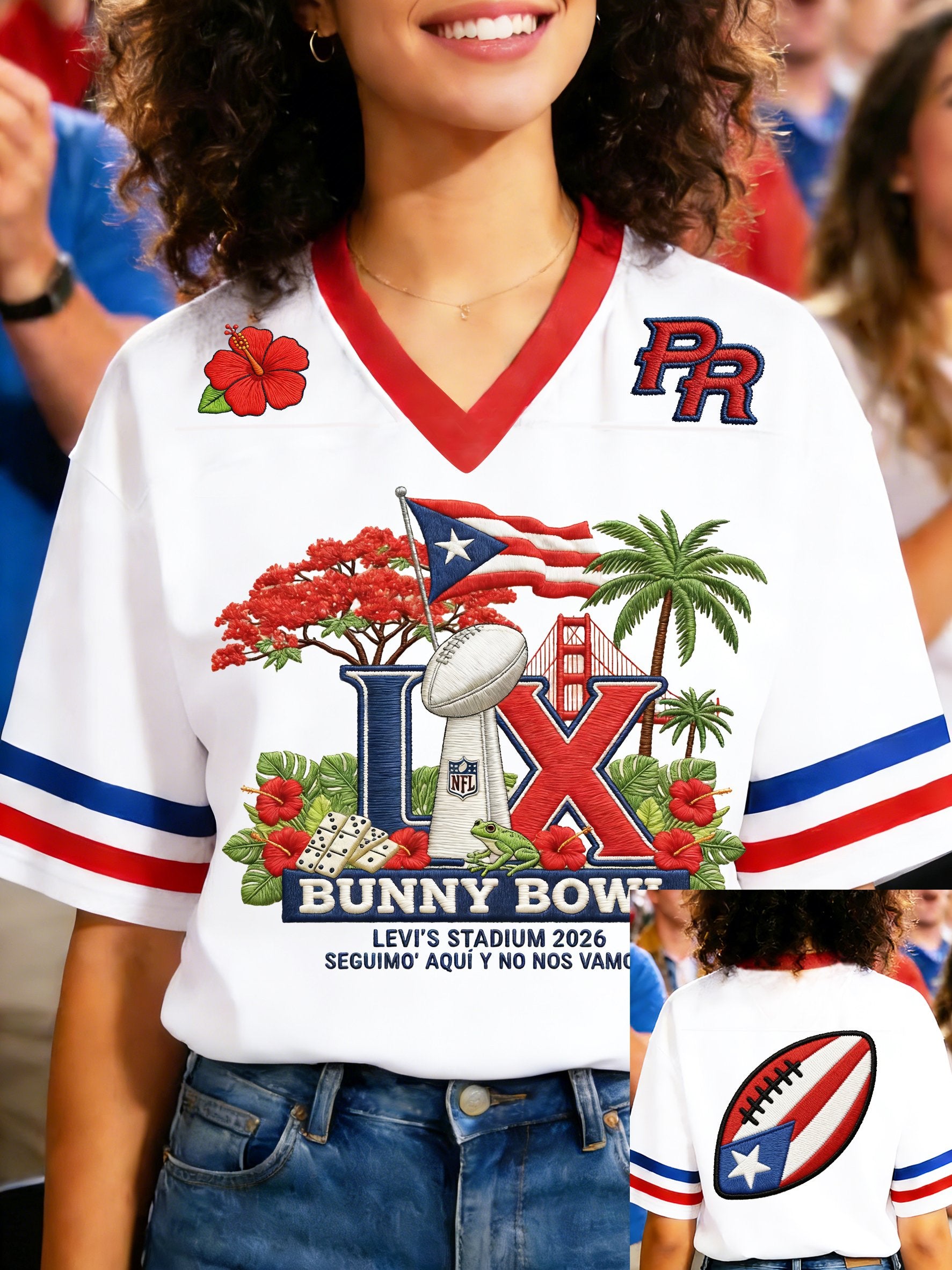 Bunny Bowl LX Football Theme Big Game Football Tee, Best Half-Time Moments Print Game Day Bad Bunny Shirt