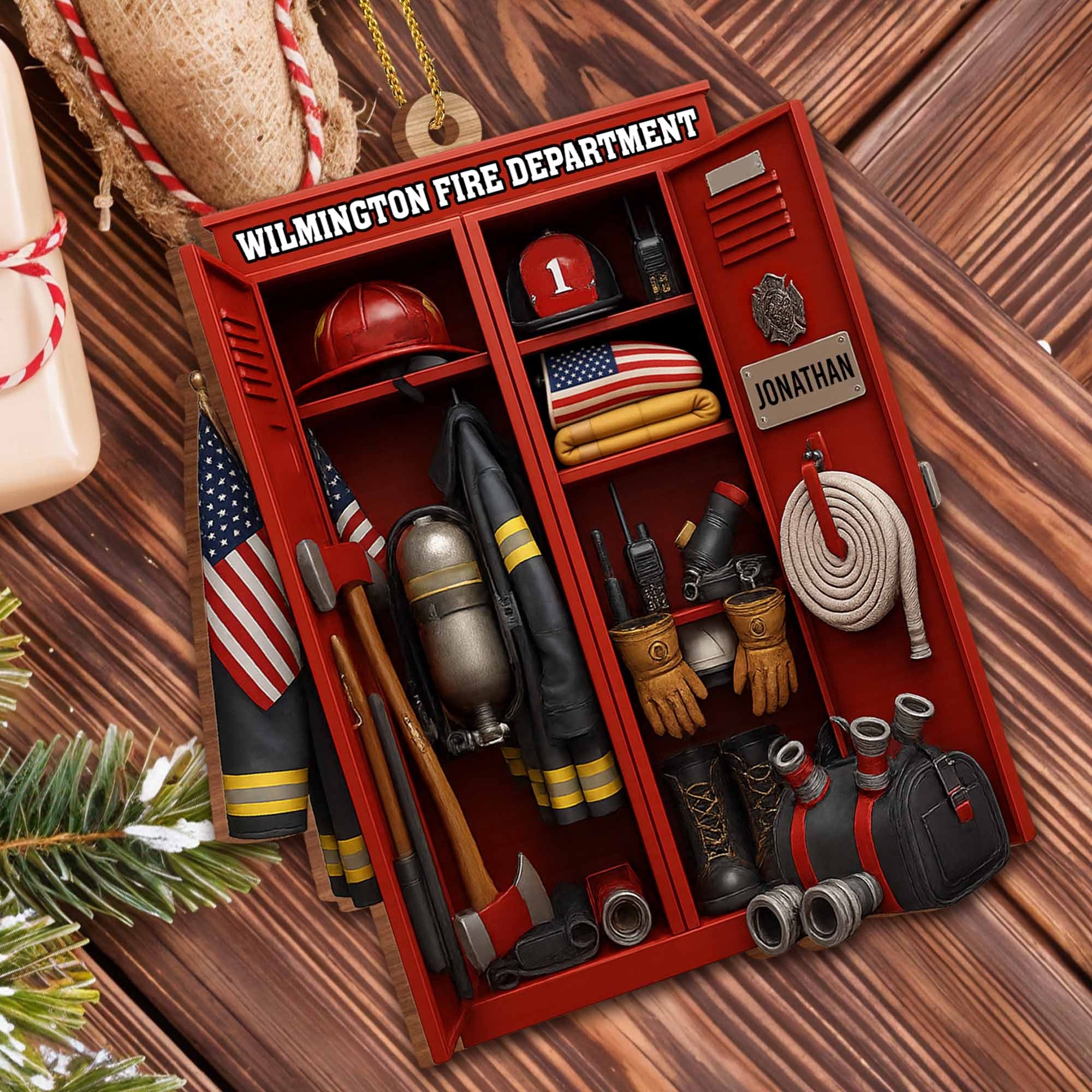 Custom Dedication For Dedicated Firefighter Wood Ornament, Firefighter Ornament, Firefighter Gift