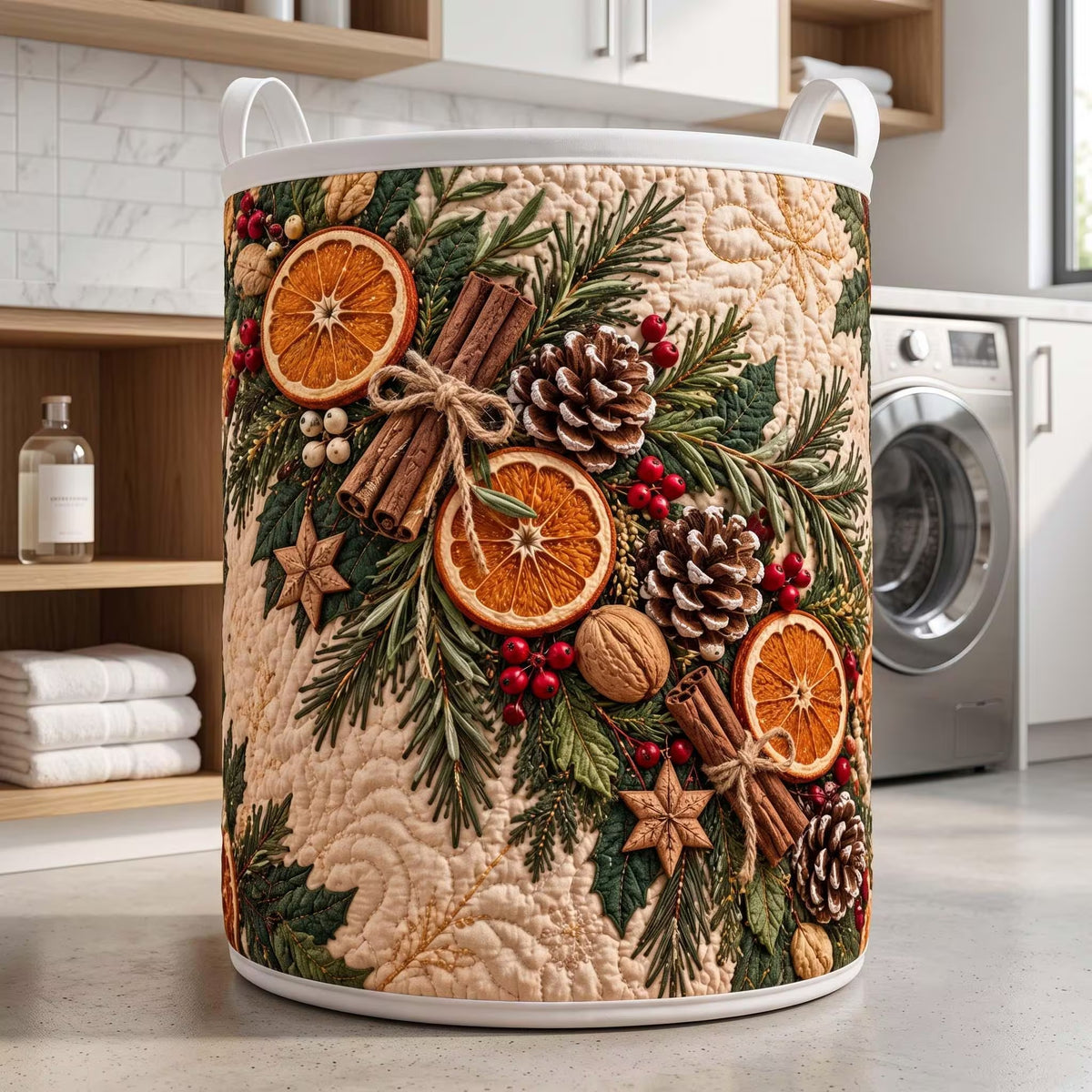 Christmas Candy Cane Bow Laundry Basket, Clothes Hamper, Laundry Storage Basket