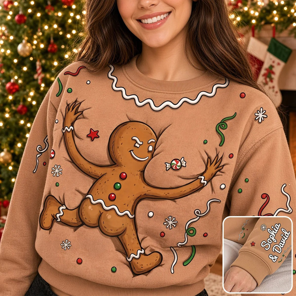 Personalized Gingerbread Christmas Sweatshirt, Funny Christmas Sweater, Xmas Gift
