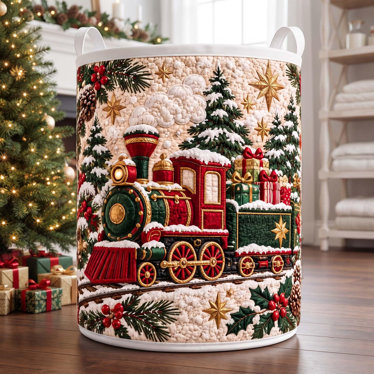 Christmas Gift Train Laundry Basket, Laundry Storage Basket, Christmas Gift For Mom