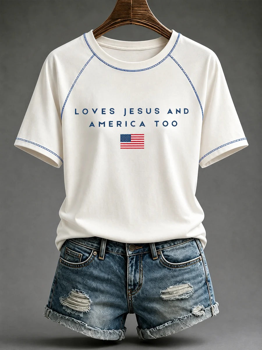 Women's Loves Jesus and America Too Shirt Women's Christian T-shirts, Christian Gifts