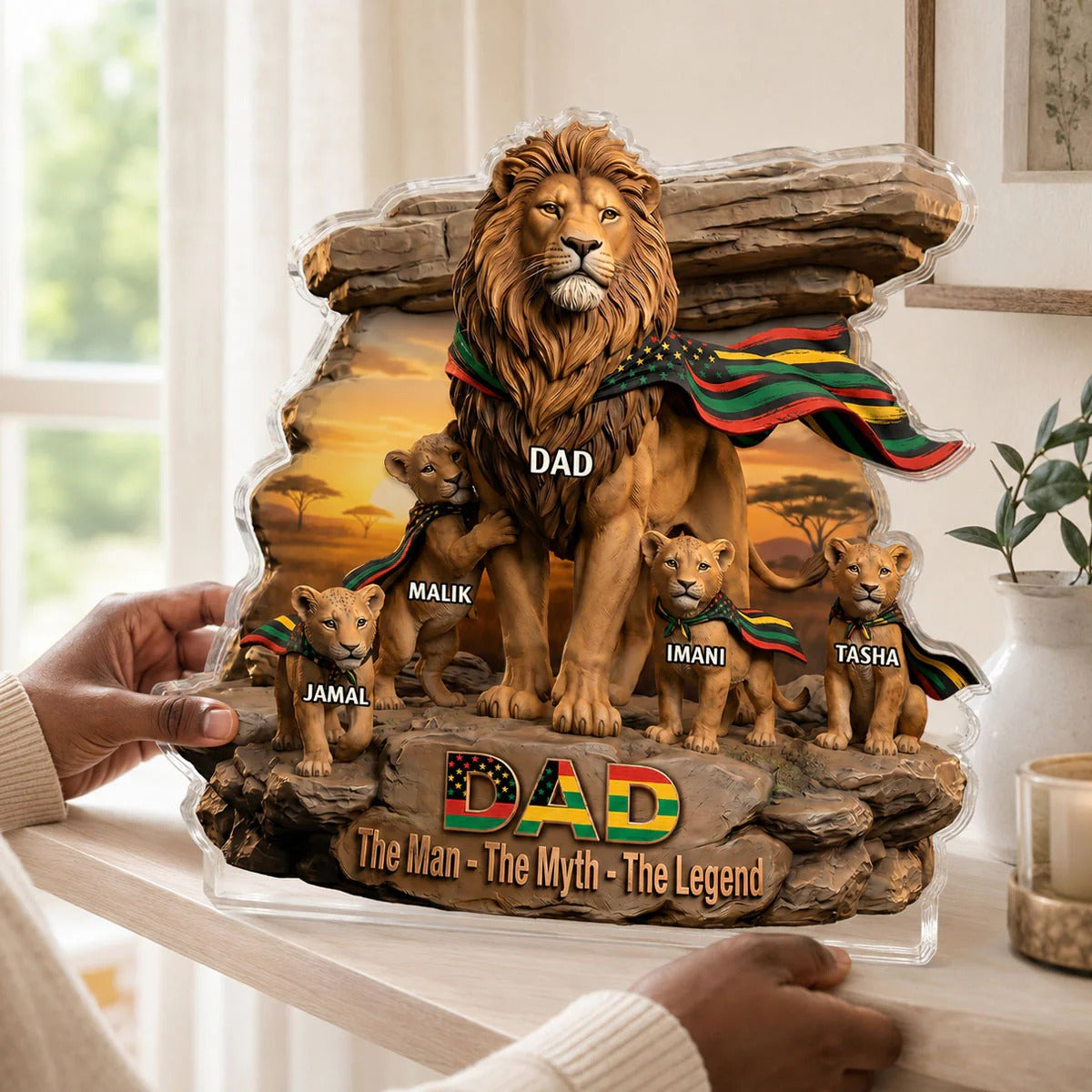 Lion Dad Custom Shaped Acrylic Plaque, Dad The Man The Myth The Legend, Personalized Dad Gift, Family Gift
