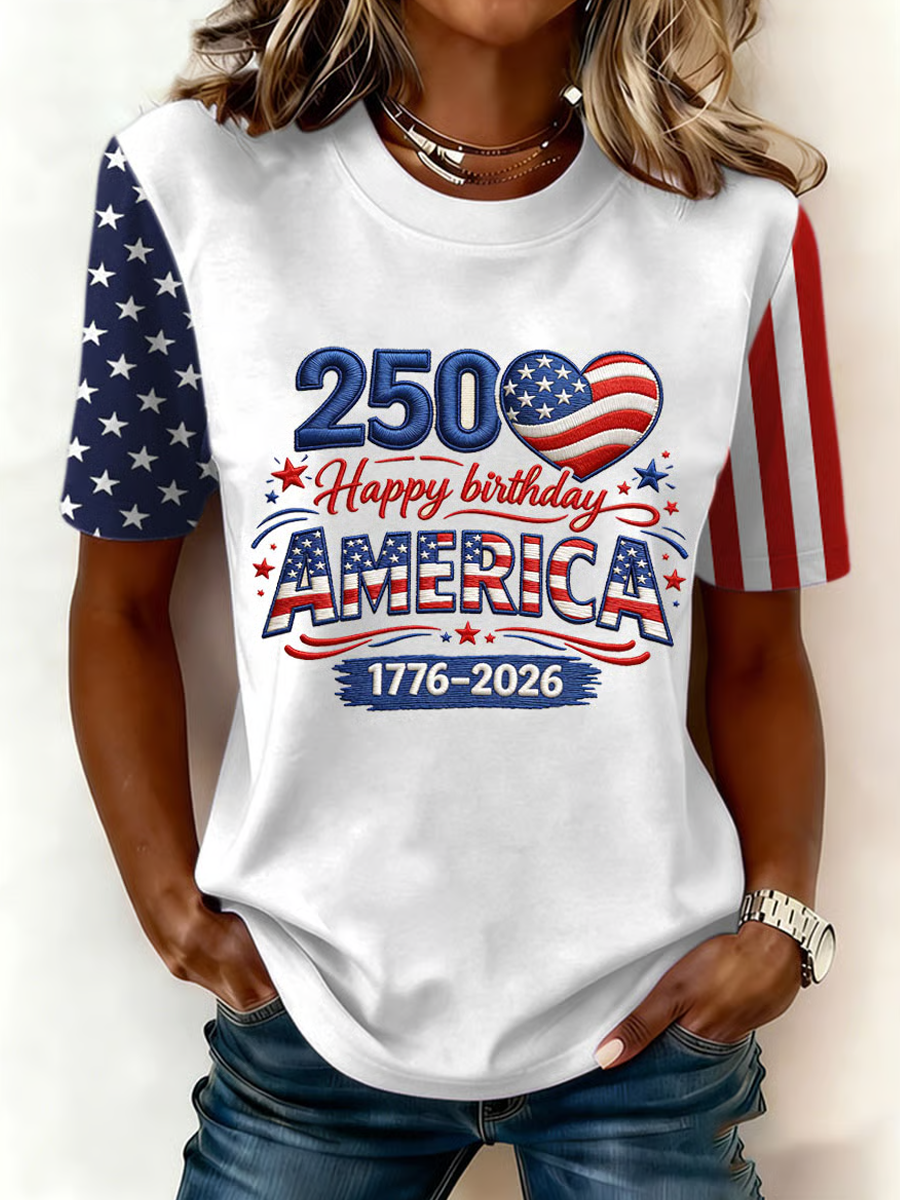 America 250 Birthday Shirt for Women, Patriotic USA Celebration Tee, Independence Day Shirt