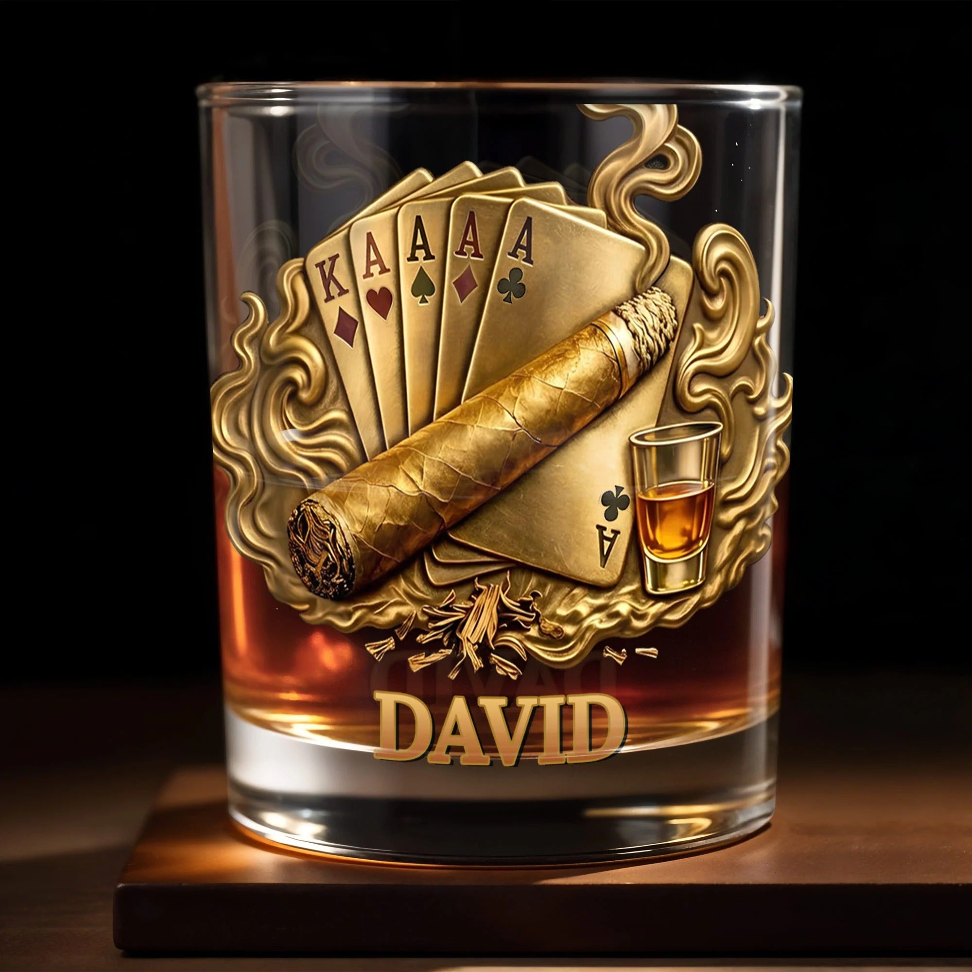 Custom Poker Whiskey Glass with Name, Gift For Poker Lover, Personalized Gift for Dad