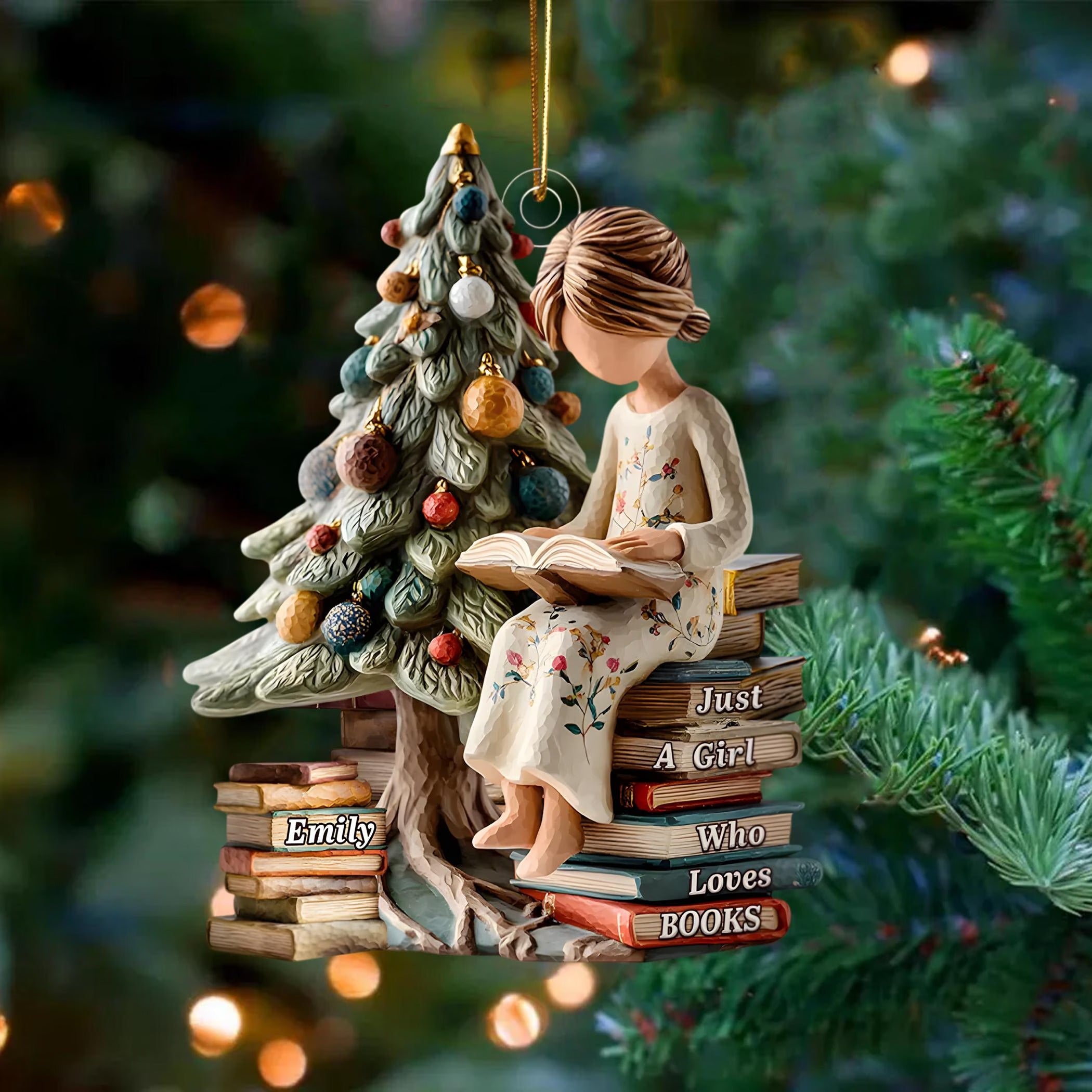 Personalized Just A Girl Who Loves Books Ornament, Book Lover Ornament, Book Lover Christmas Gift