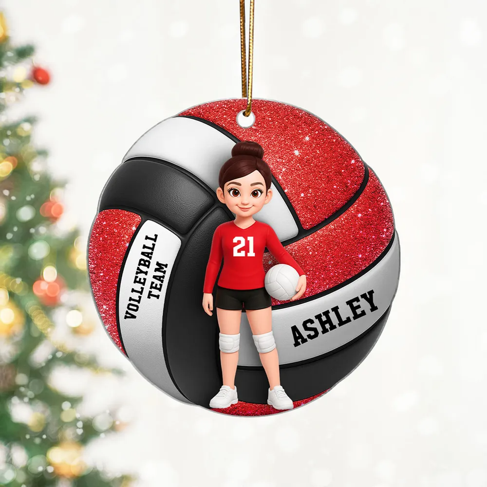 Volleyball Custom Acrylic Ornament, Volleyball Christmas Keychain, Gift For Volleyball Player, Xmas Tree Decor