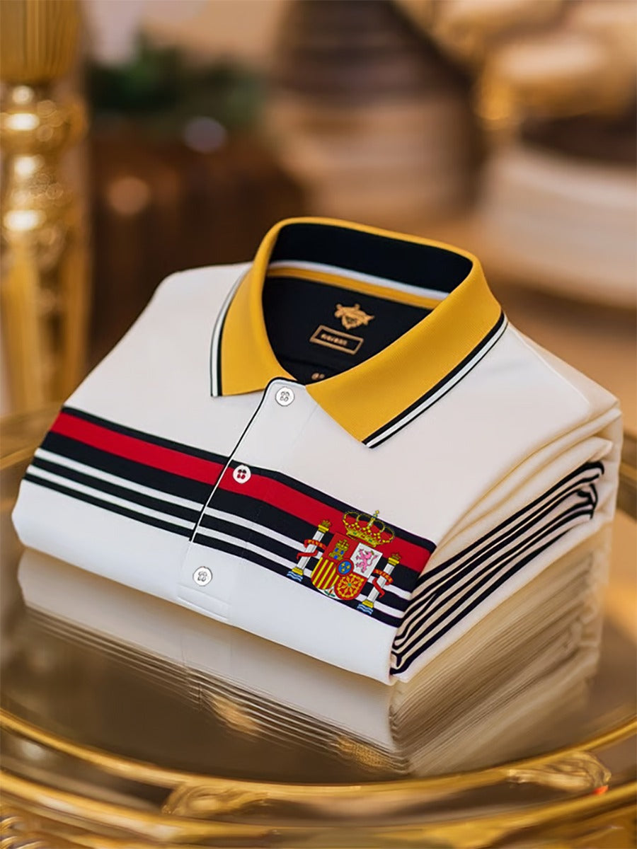 Spain Striped Polo Shirt, Soccer Champion Fan Shirt Gameday Shirts, Father's Day Presents