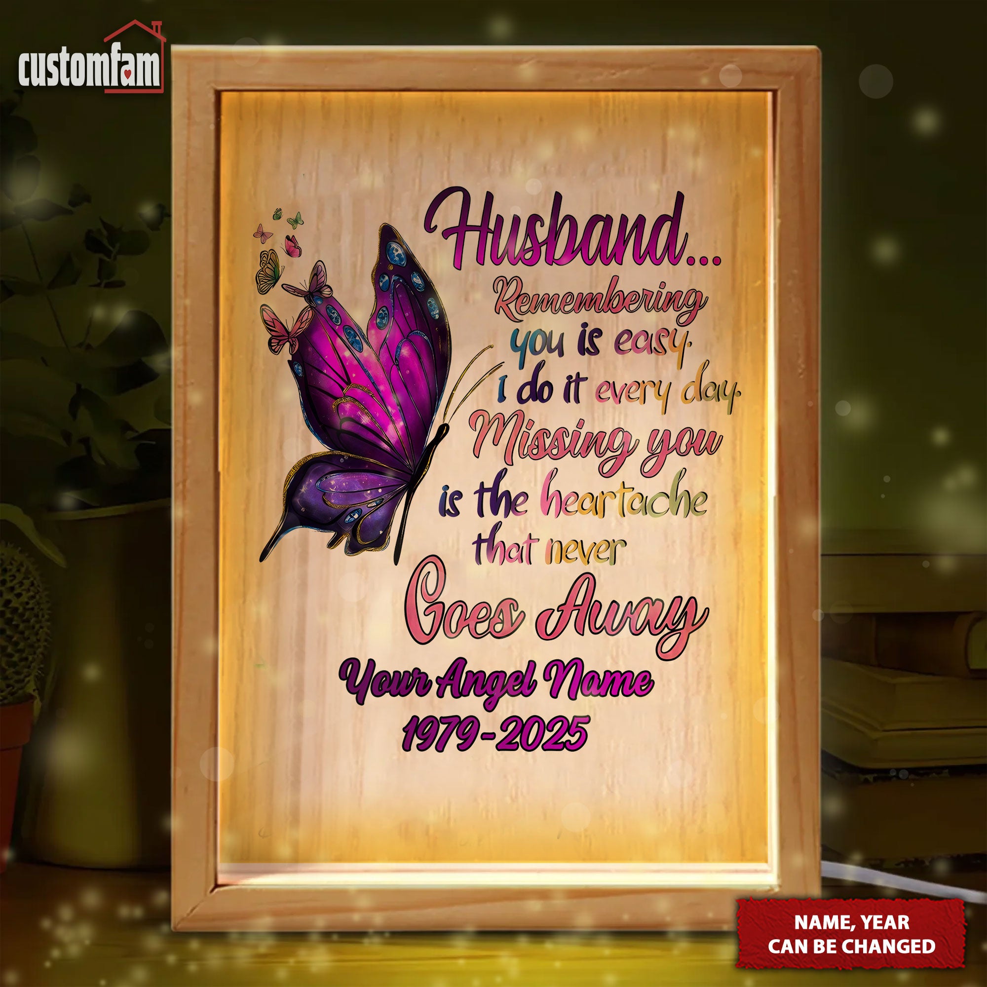 Memories Never Fade Personalized Memorial Photo Frame Light Box, Gifts For Lost Loved Ones