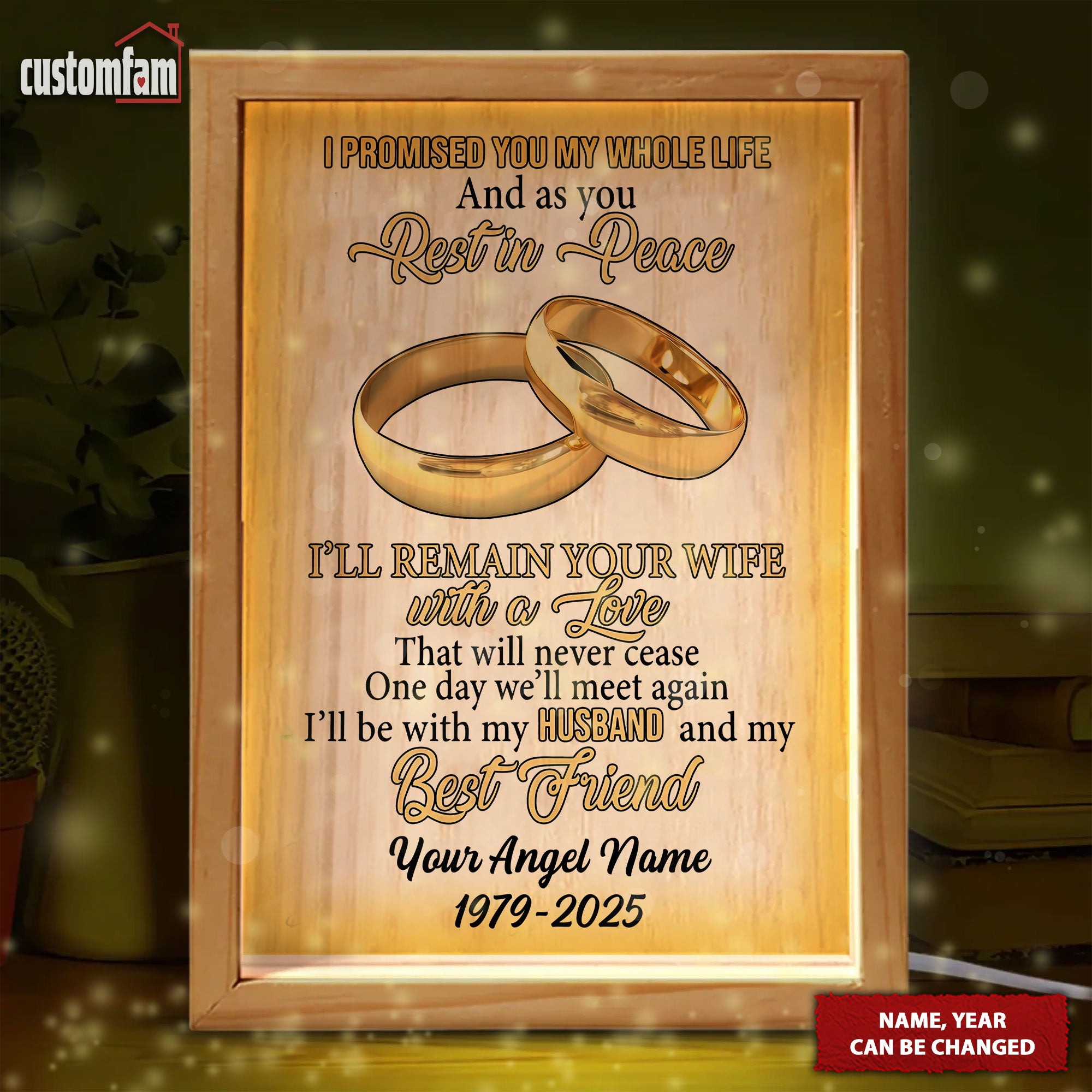 I Will Remain Your Wife With A Love Personalized Memorial Photo Frame Light Box, Memorial Gifts , Gifts For Lost Loved Ones