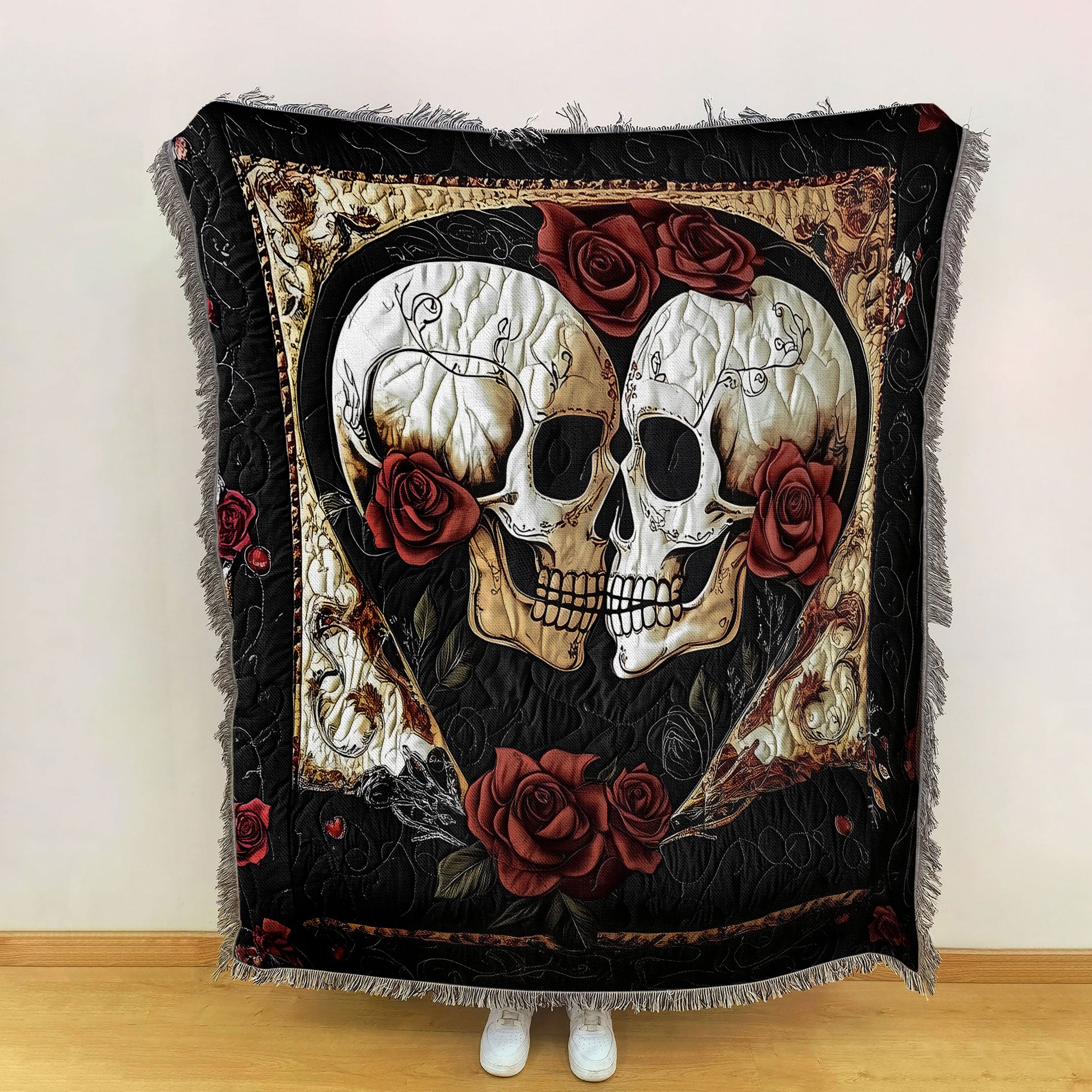 Eternal Love Love Skull Couple Woven Blanket, Couple Blanket, Gift For Couple