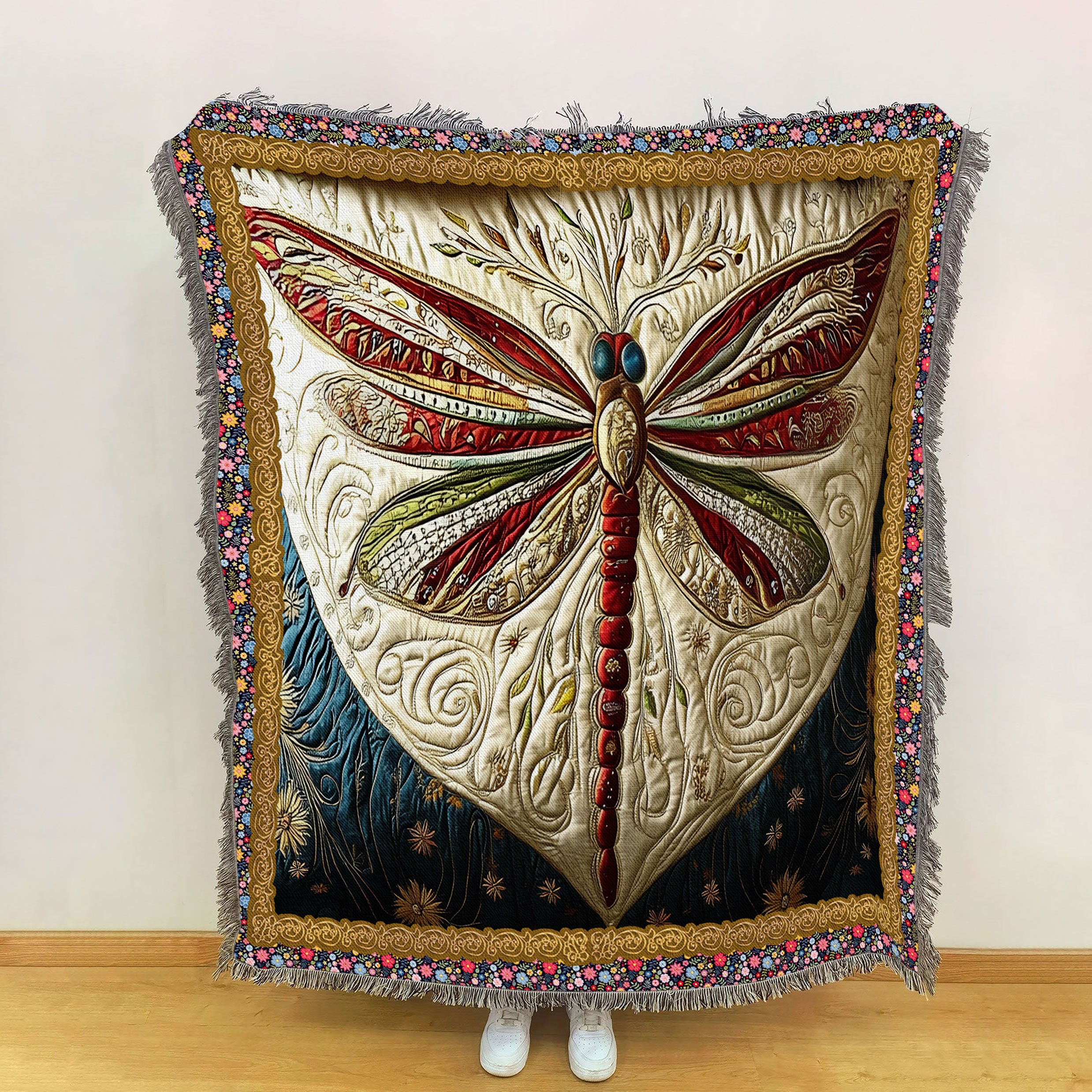 Dragonfly Garden Woven Blanket, Mom Blanket, Mother's Day Gifts
