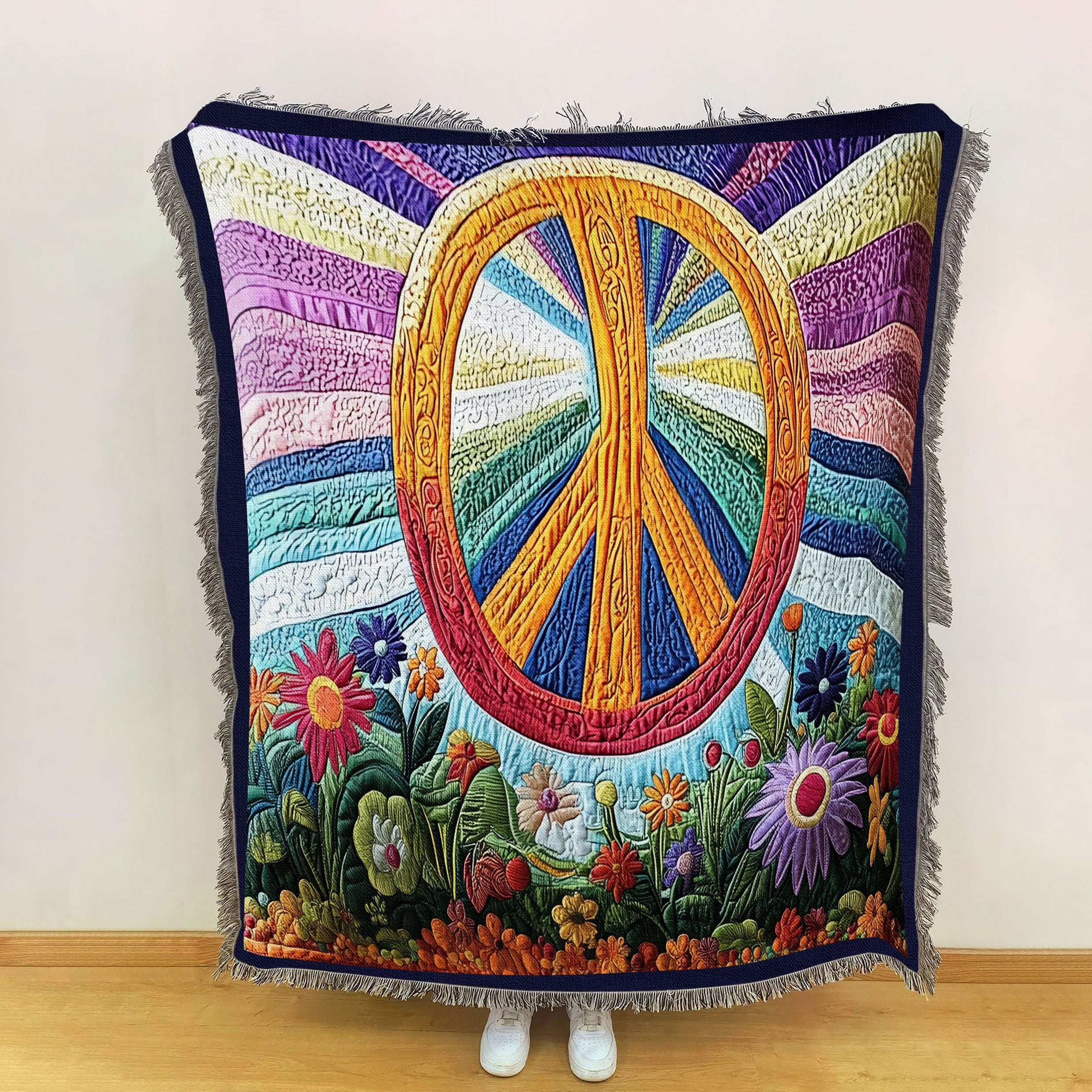 Tie Dye Dreams Woven Blanket, Floral Throw Blanket, Bedroom Decor