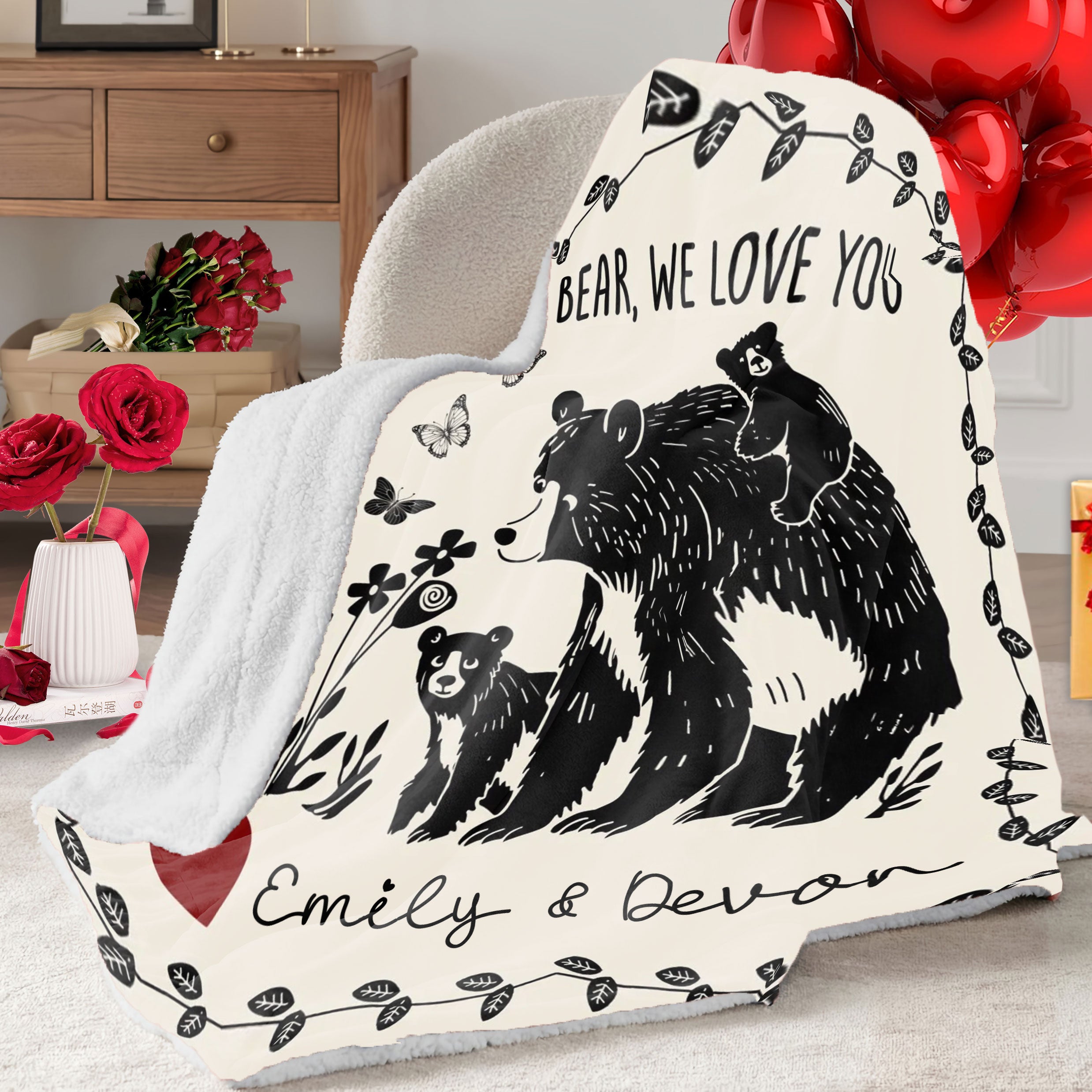 Mama Bear We Love You Custom Sherpa Blanket, Mother's Day Gift, Gift For Mom
