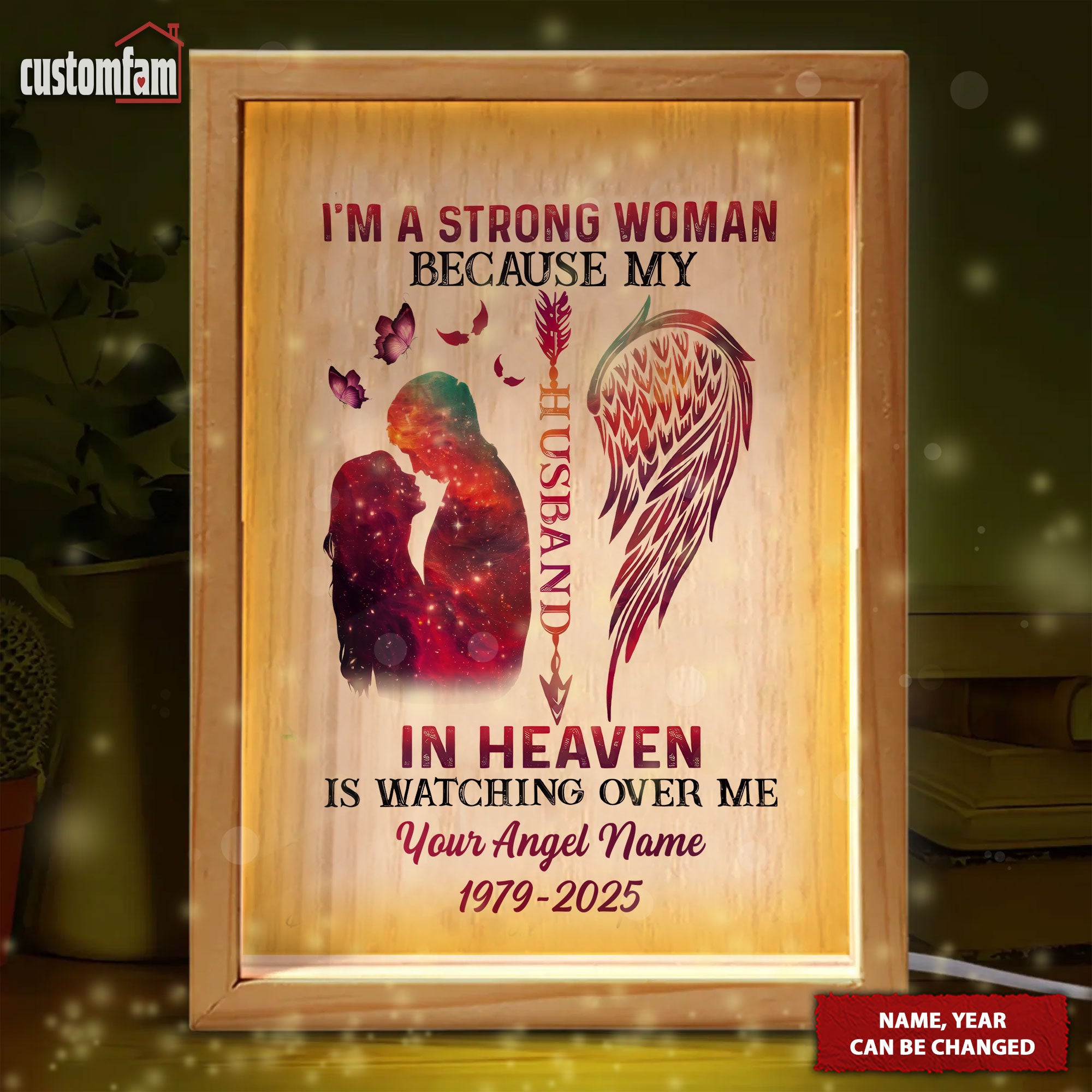 Beloved My Husband Personalized Memorial Photo Frame Light Box, Memorial Gifts , Gifts For Lost Loved Ones