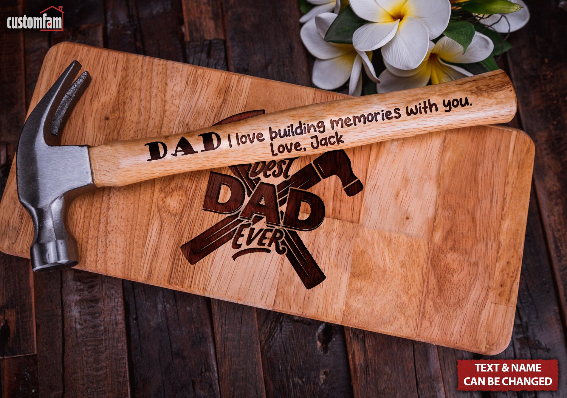 Best Dad Ever Personalized Engraved Hammer, Framing Hammer, Wooden Box And Nails Set, Gifts For Dad