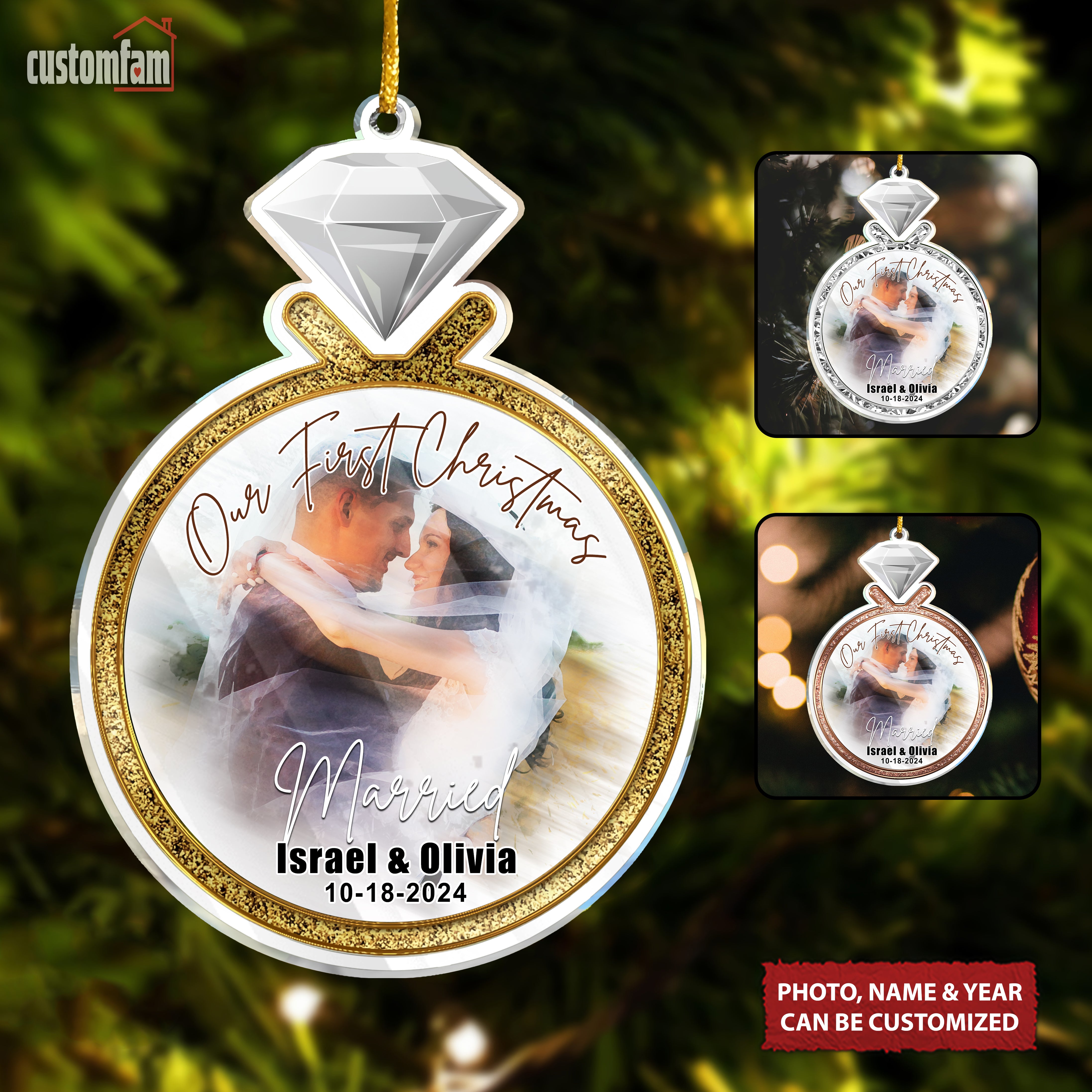 Our First Christmas Custom Photo Ornament, First Christmas Married Ornament, Wedding Gift
