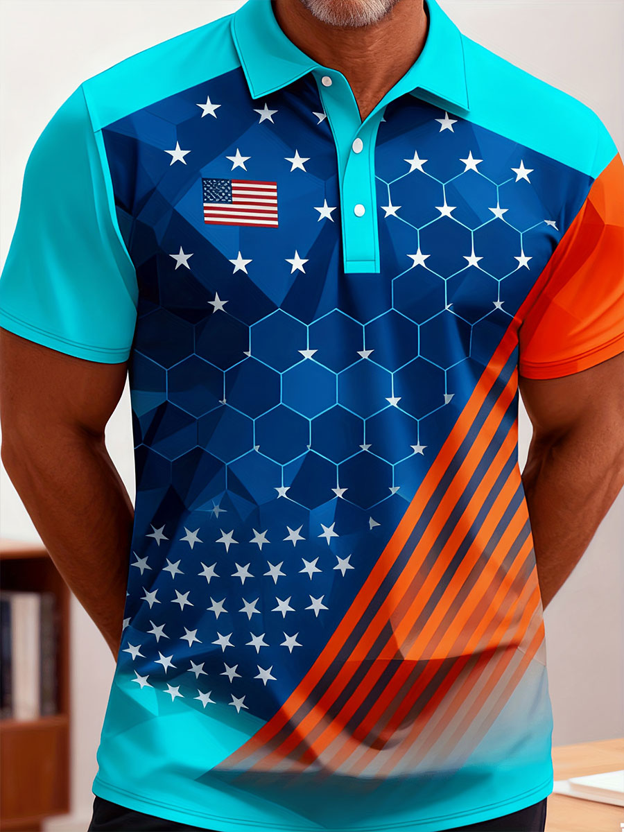 America’s 250th Anniversary Polo Shirt Men's American Flag Tops 4th Of July Shirt