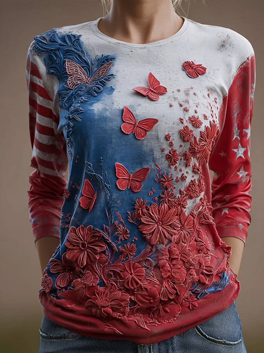American Flag 250th Anniversary Shirt Women's American long-sleeve T-shirt 4th Of July Shirt