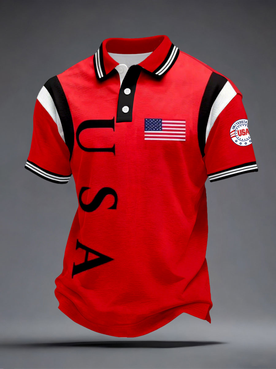 Stars And Stripes 250th Anniversary Polo Men's American flag casual tops 4th Of July Shirt