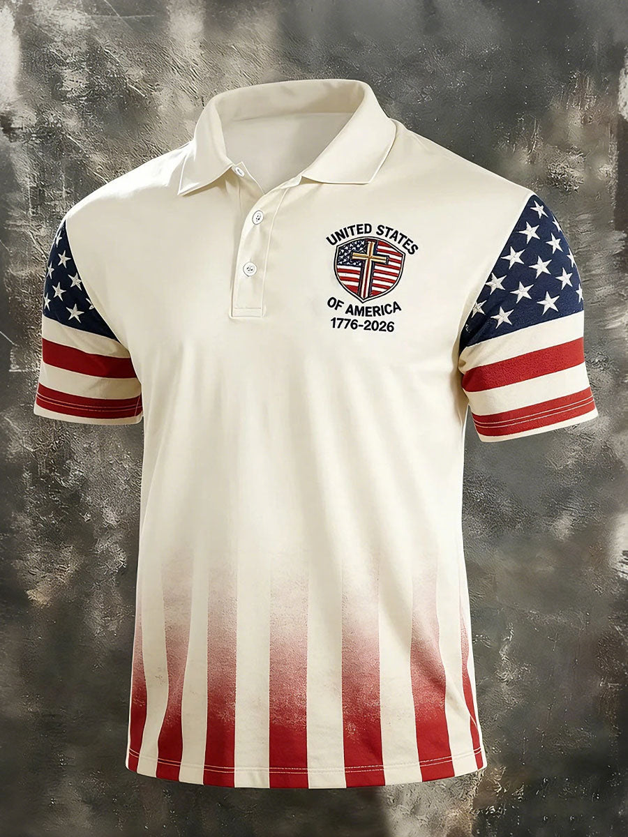 Vintage America 250 Patriotic Shirt Men's United States Of America 1776-2026 Tops 4th Of July Shirt