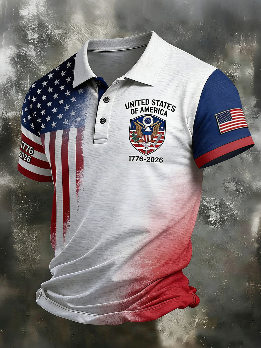 United States Semiquincentennial Shirt Men's United States Of America 1776-2026 Tops 4th Of July Shirt