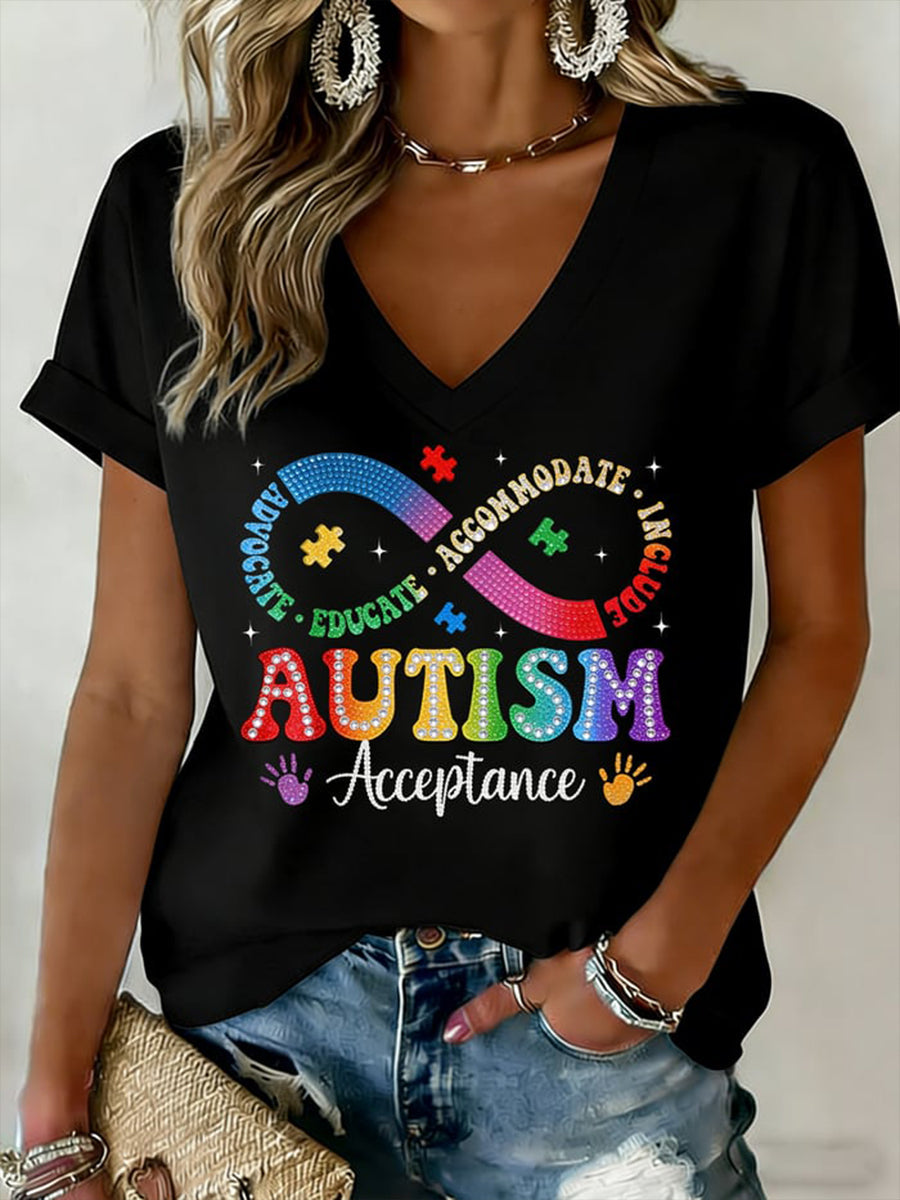 Women's Autism Awareness Print t-shirt, Autism Awareness Shirt, Autistic Gifts For Adults