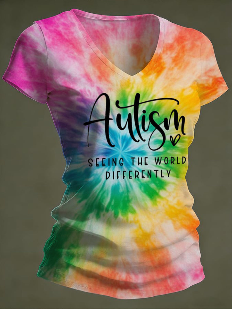 Women's Autism Awareness Print t-shirt, Autism Awareness Shirt, Autistic Gifts For Adults