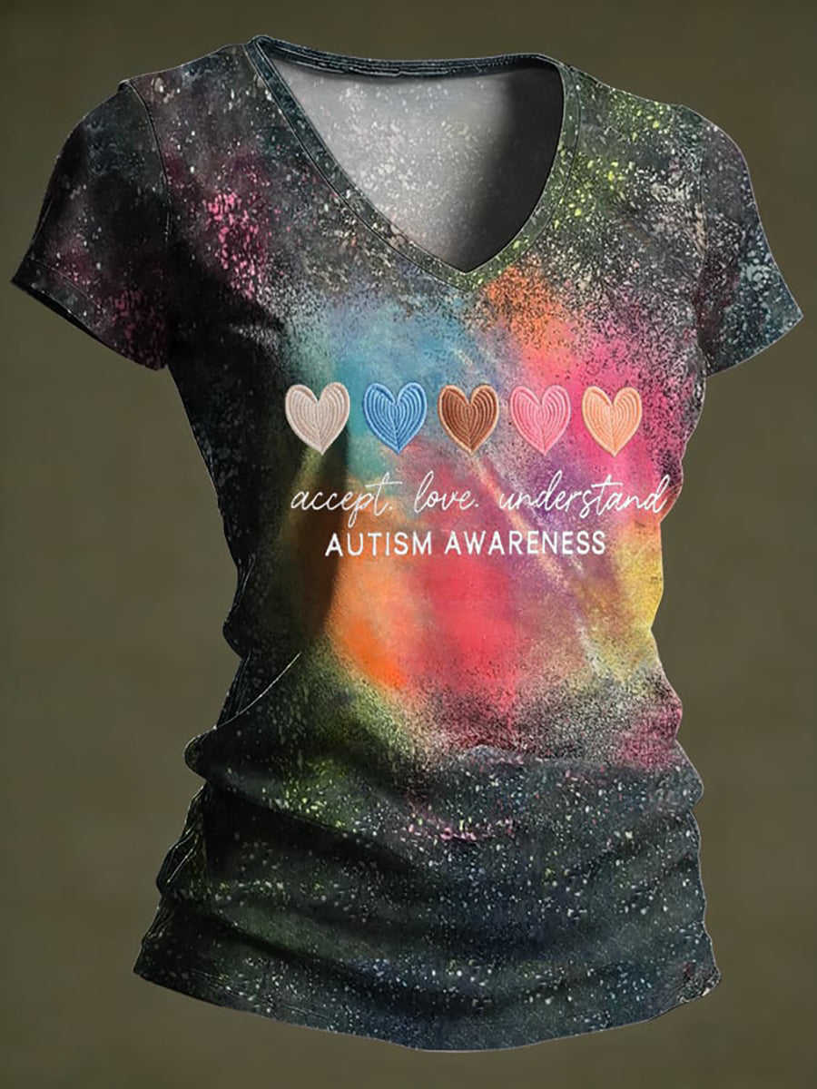 Women's Autism Awareness Print t-shirt, Autism Awareness Shirt, Autistic Gifts For Adults