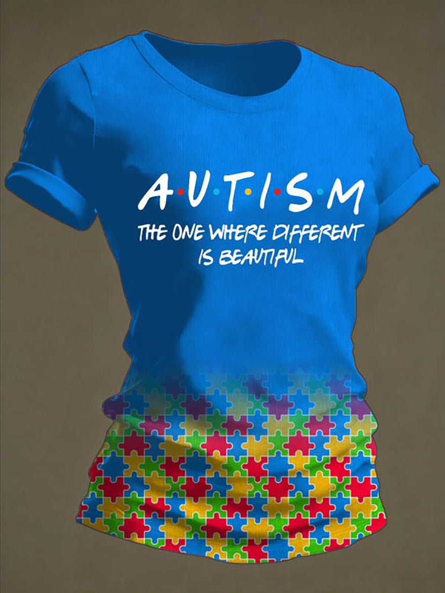 Women's Autism Awareness Print t-shirt, Autism Awareness Shirt, Autistic Gifts For Adults