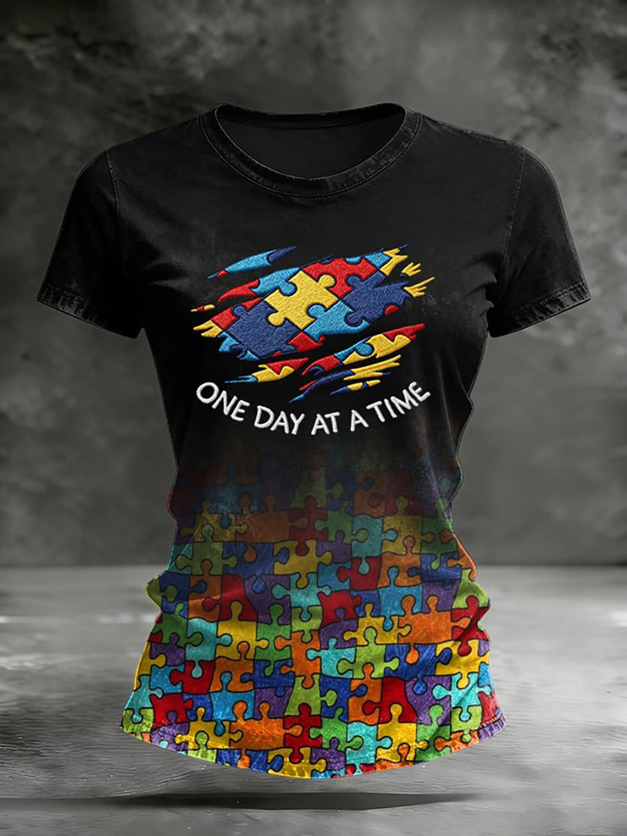 Women's Autism Awareness Print t-shirt, Autism Awareness Shirt, Autistic Gifts For Adults