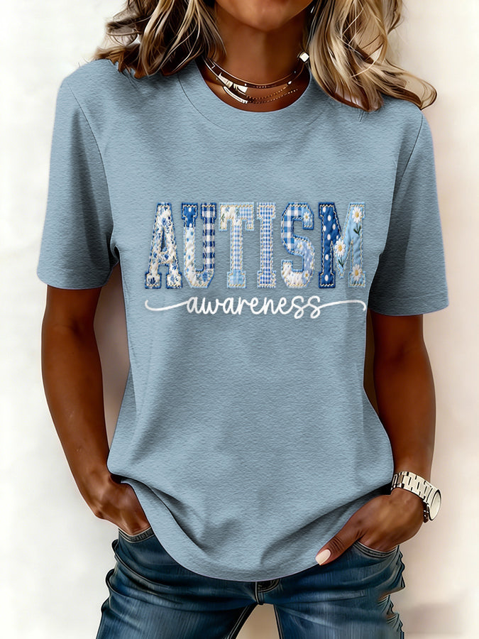 Women's Autism Awareness Print t-shirt, Autism Awareness Shirt, Autistic Gifts For Adults
