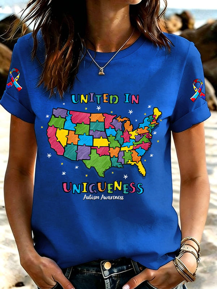 Women's Autism Acceptance Crew Neck t-shirt, Autism Awareness Shirt, Autistic Gifts For Adults