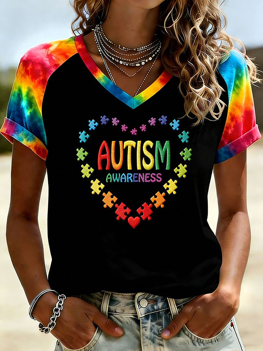 Women's Autism Acceptance V-Neck t-shirt, Autism Awareness Shirt, Autistic Gifts For Adults