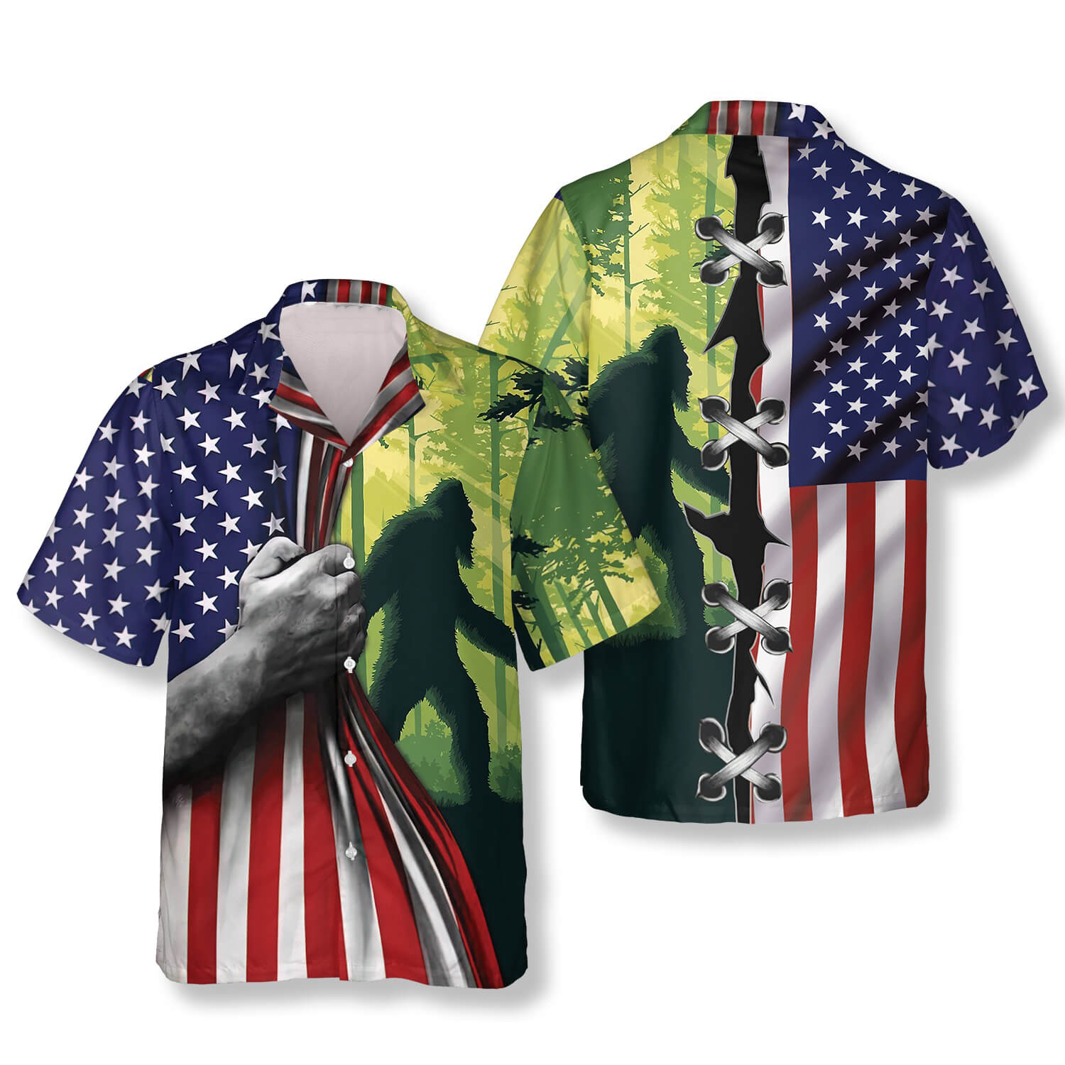 Mysterious America Bigfoot Hawaiian Shirts For Men, Long Sleeve Golf Shirts, Golf Lovers Gift