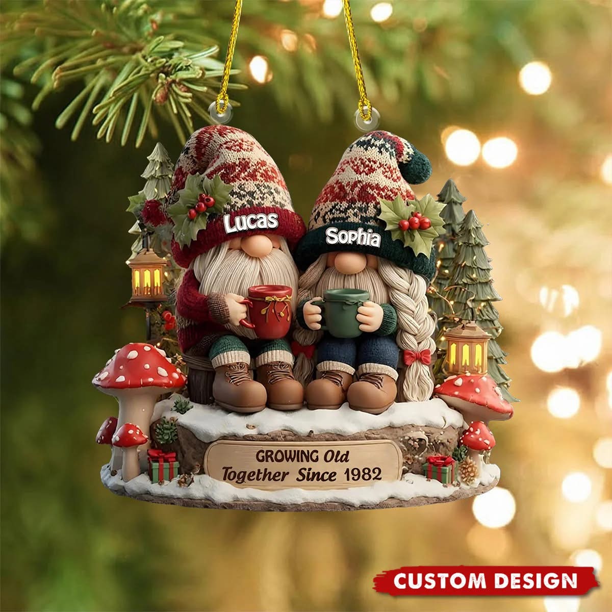 Growing Old Together Personalized Acrylic Christmas Ornaments, Christmas Tree Decorations