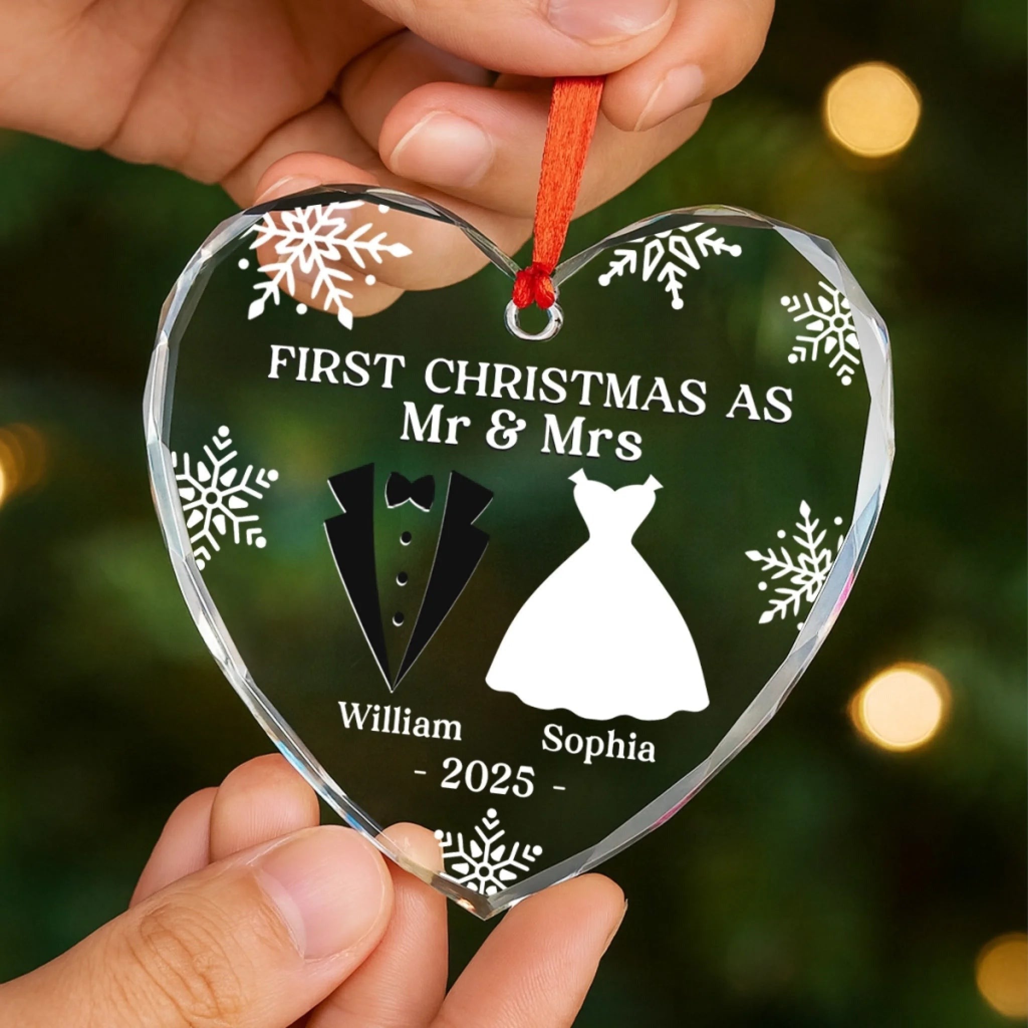 Glass Ornament - Personalized Anniversary Christmas Wedding Gifts For Him And Her - Our First Christmas As Mr & Mrs