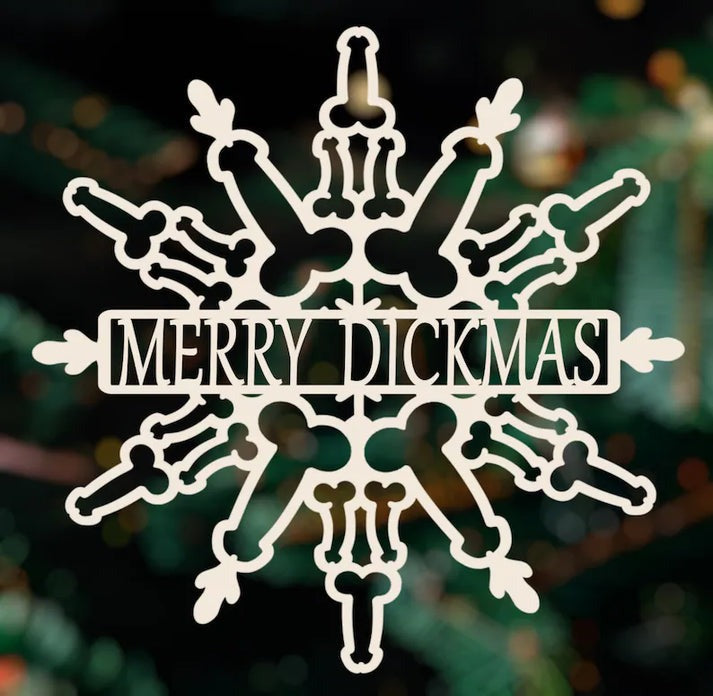 Custom Merry Dickmas Snowflake Naughty Funny Christmas Wood Ornament, Christmas Tree Decor