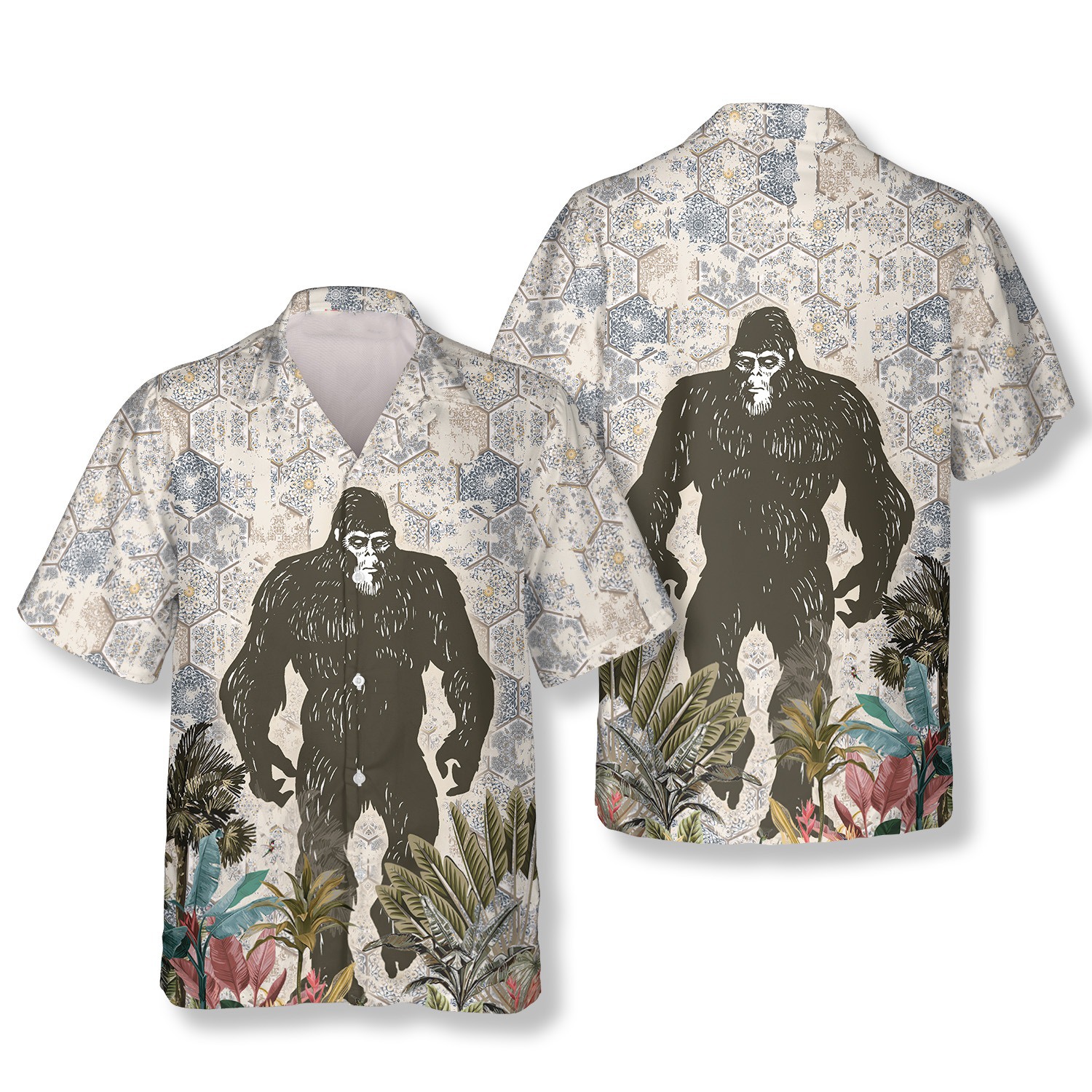 Walk In Snow Storm Bigfoot Hawaiian Shirts For Men, Long Sleeve Golf Shirts, Golf Lovers Gift