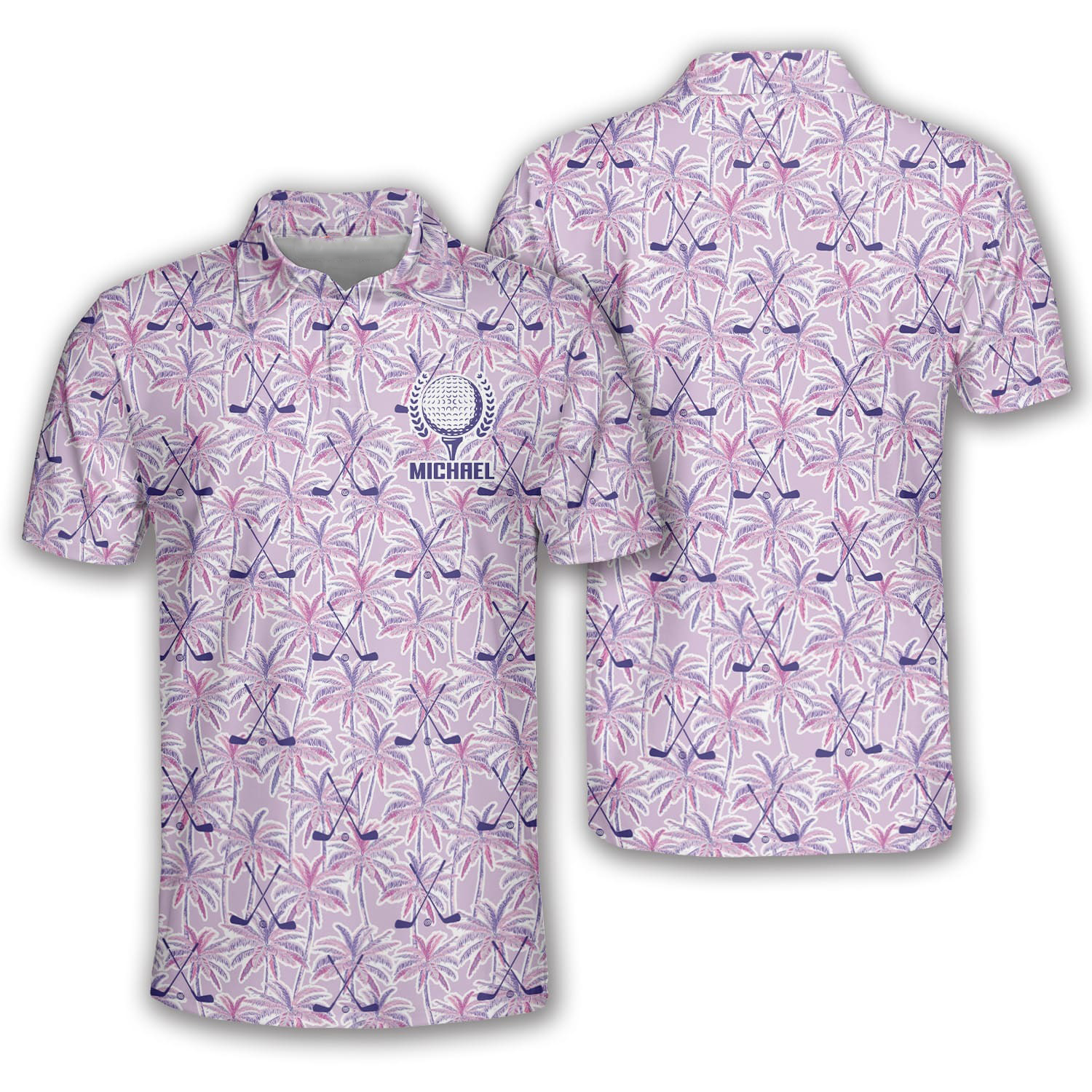 Coconut Pattern Custom Golf Polo Shirts For Men, Long Sleeve Golf Shirts, Golf Lovers Gift