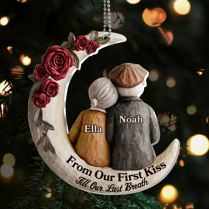 From Our First Kiss Till Our Last Breath Acrylic Ornament, The Crescent Moon Custom Couple Ornaments