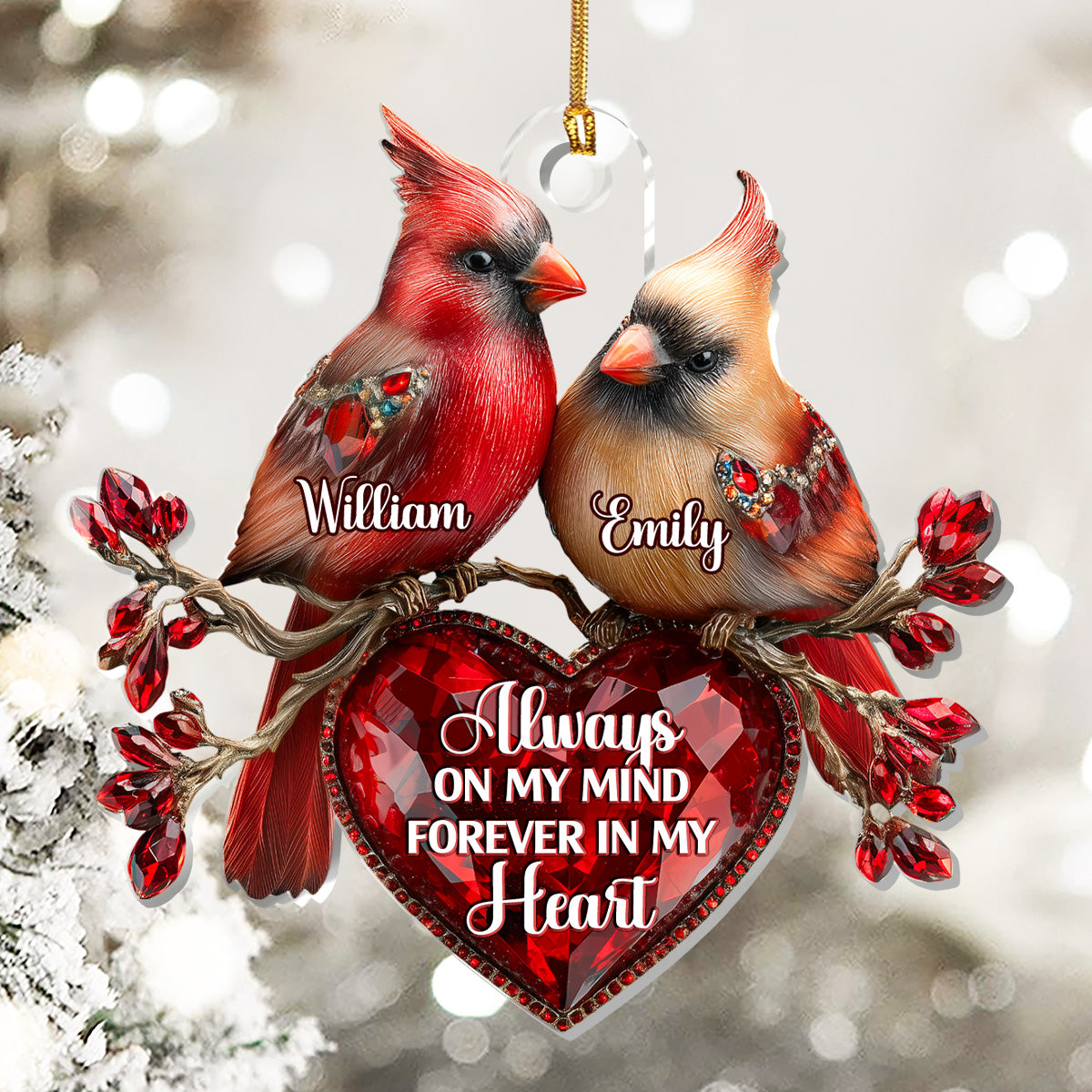 Forever In My Heart Custom Name Acrylic Ornament, Memorial Christmas Ornament, Xmas Decor