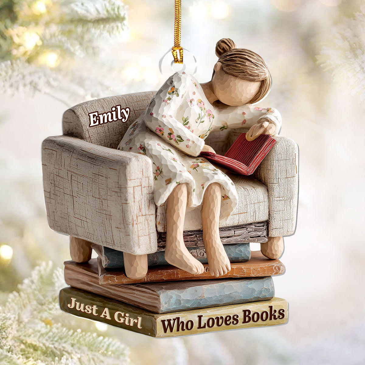 Just A Girl Who Loves Books Acrylic Ornament, Book Lovers Ornament, Book Christmas Ornaments, Gift For Reader