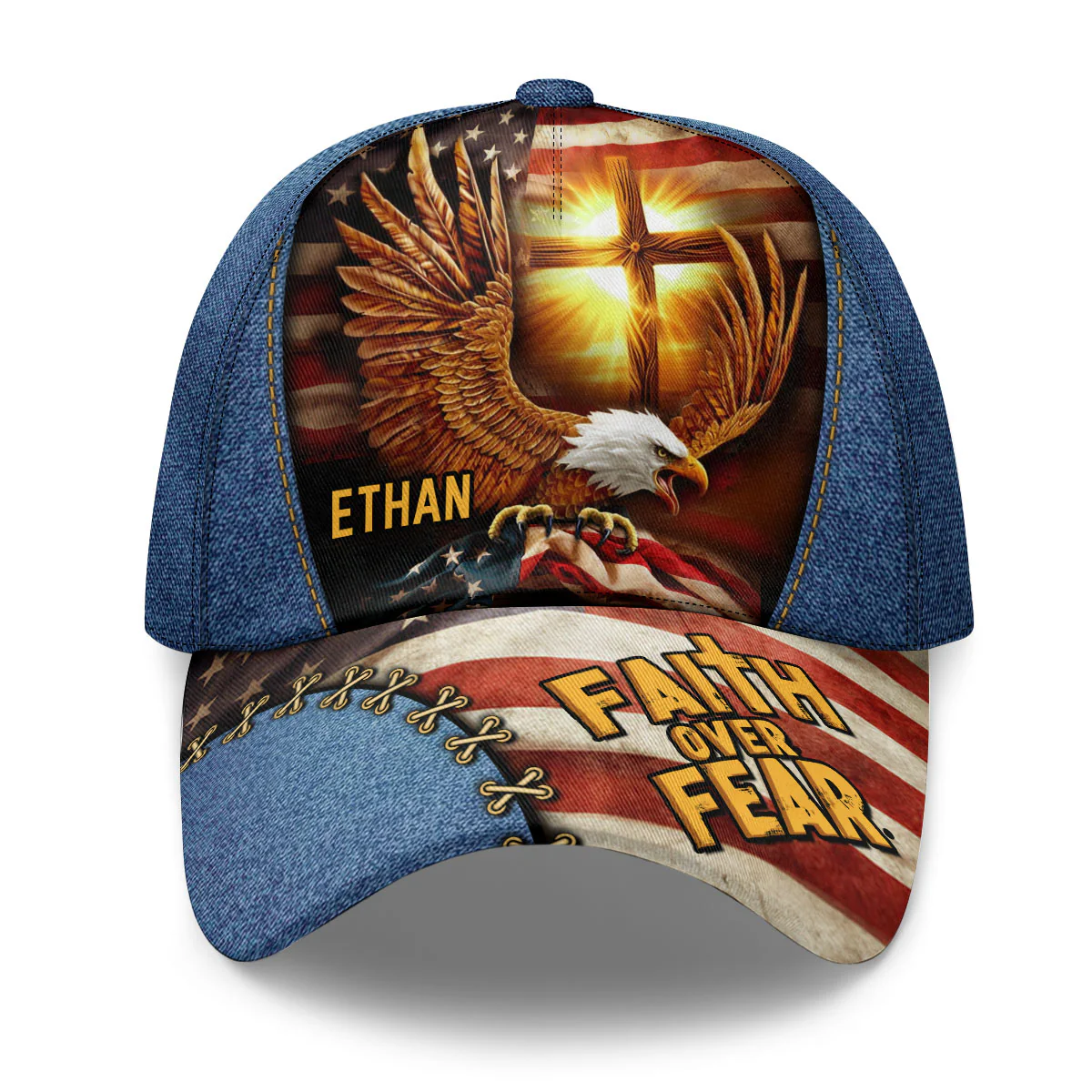 Faith Over Fear Eagle American Classic Cap, Cap For Men, Christian Baseball Cap, Christian Gifts For Men