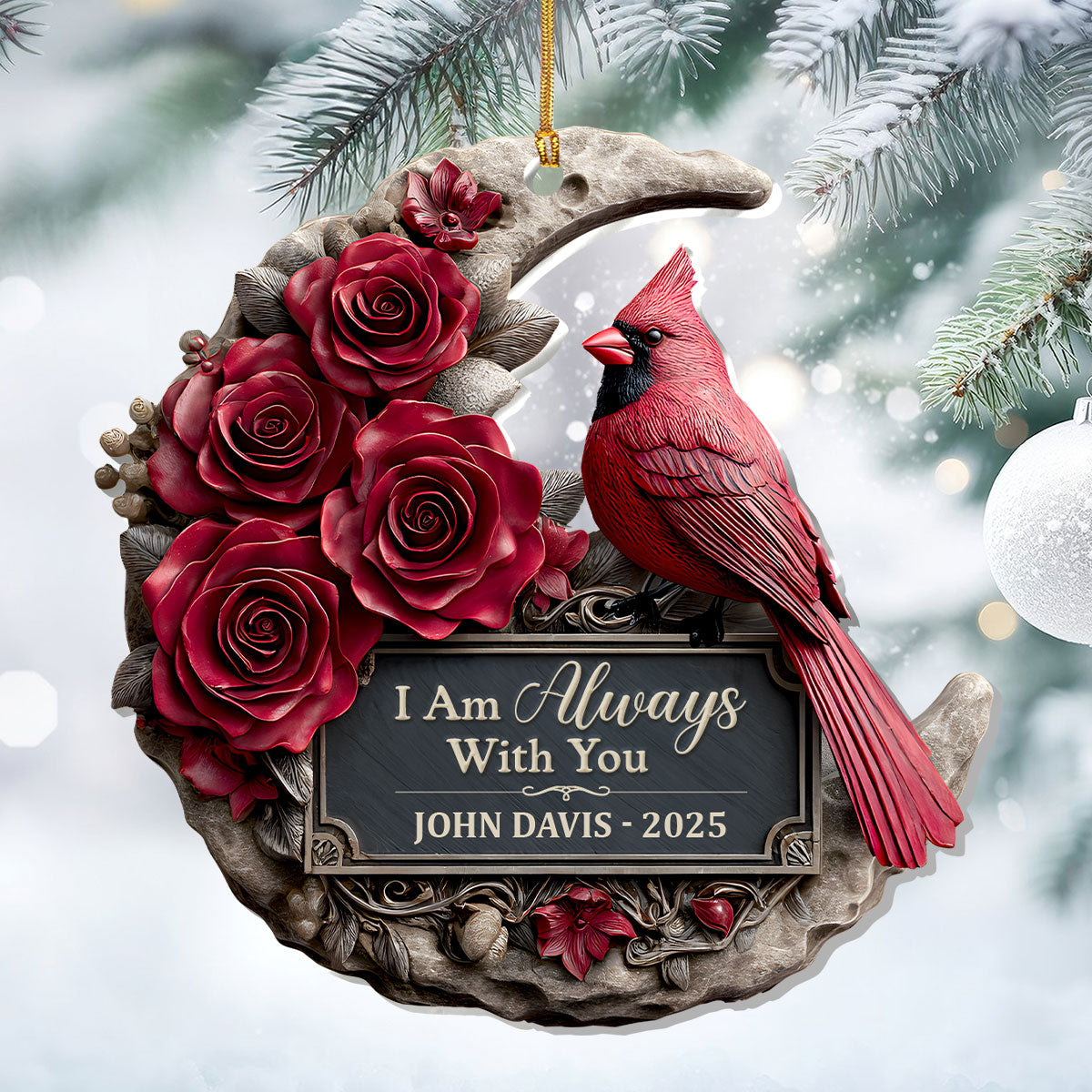 I'm Always With You Memorial Christmas Ornament, Xmas Decor, Custom Name Acrylic Ornament