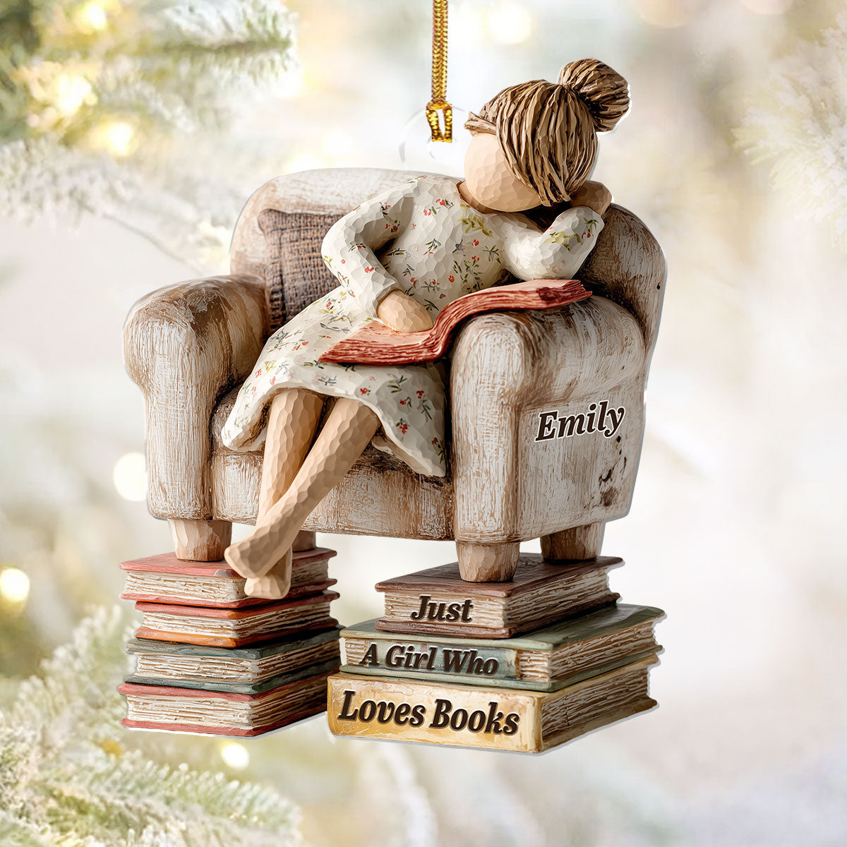 Personalized Love Reading Books Lovers Acrylic Ornament, Book Christmas Ornaments, Gift For Reader